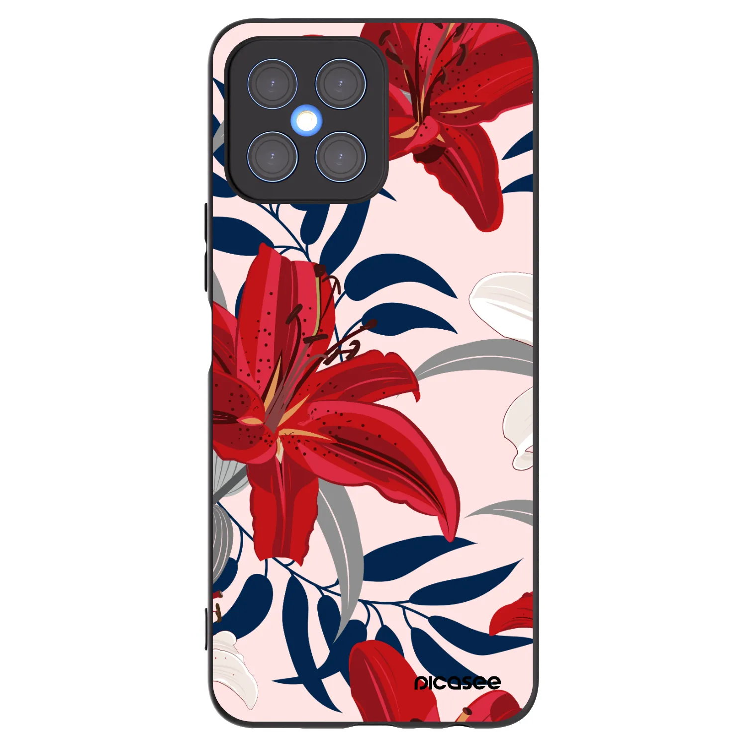 Picasee silikónový čierny obal pre Honor X8 4G - Red Lily