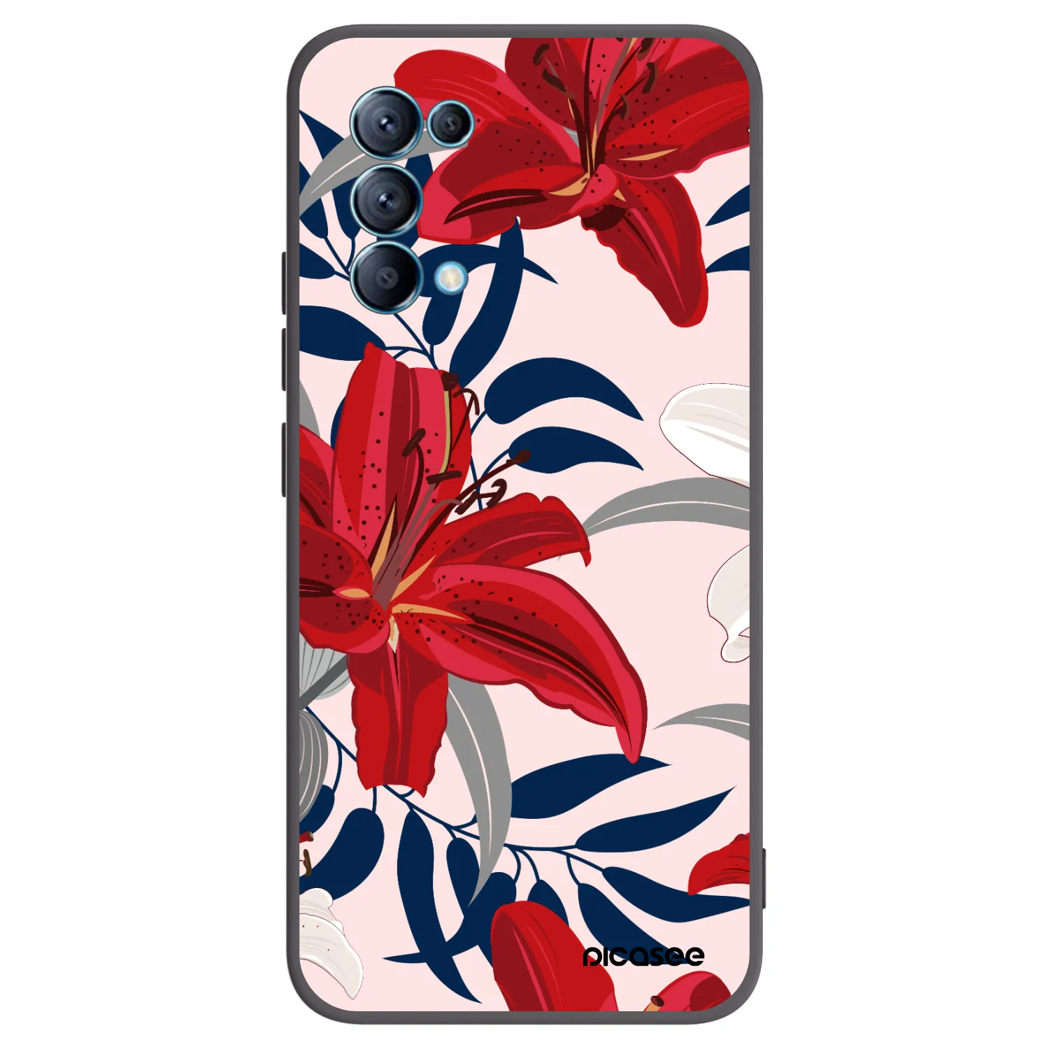 Picasee silikónový čierny obal pre OPPO Reno 5 5G - Red Lily