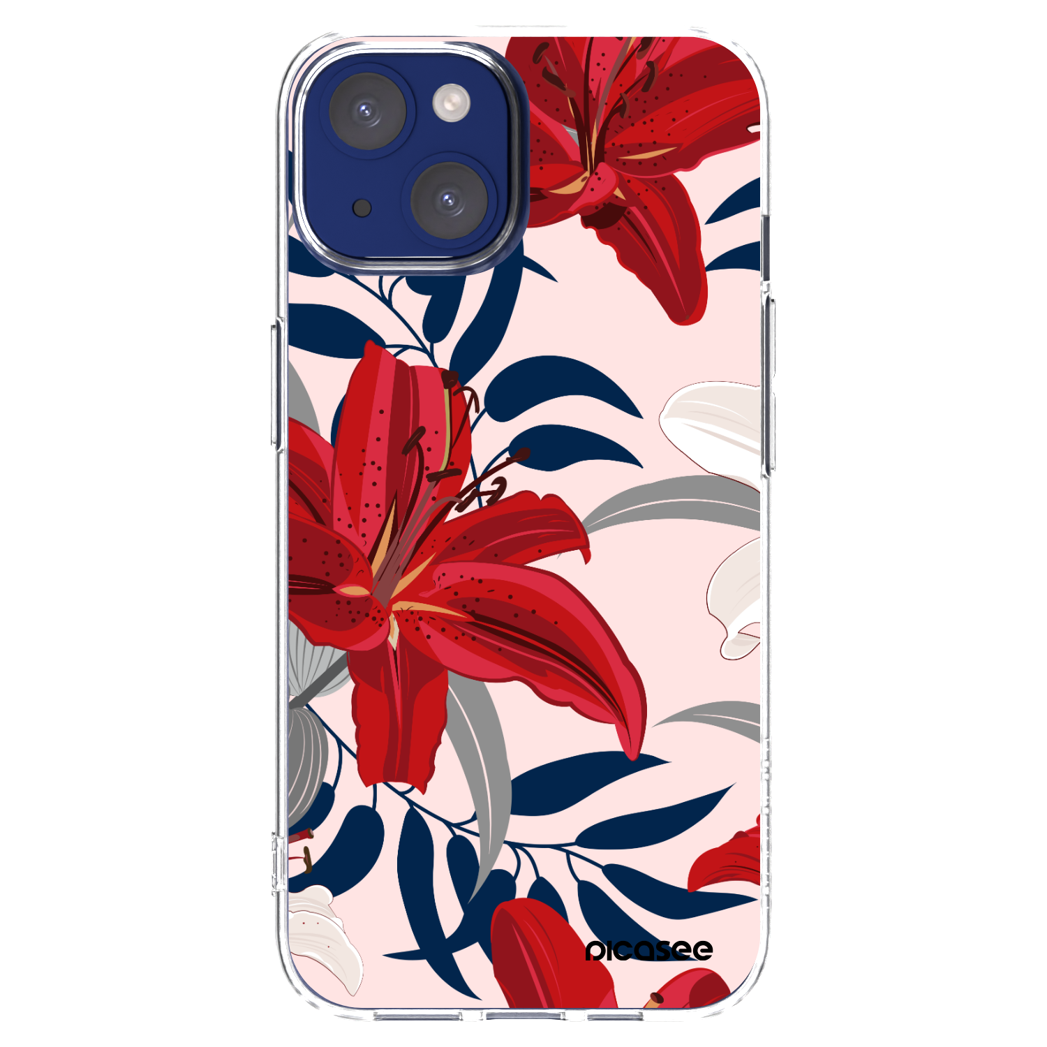 Silikónový prehľadný obal pre Apple iPhone 14 - Red Lily