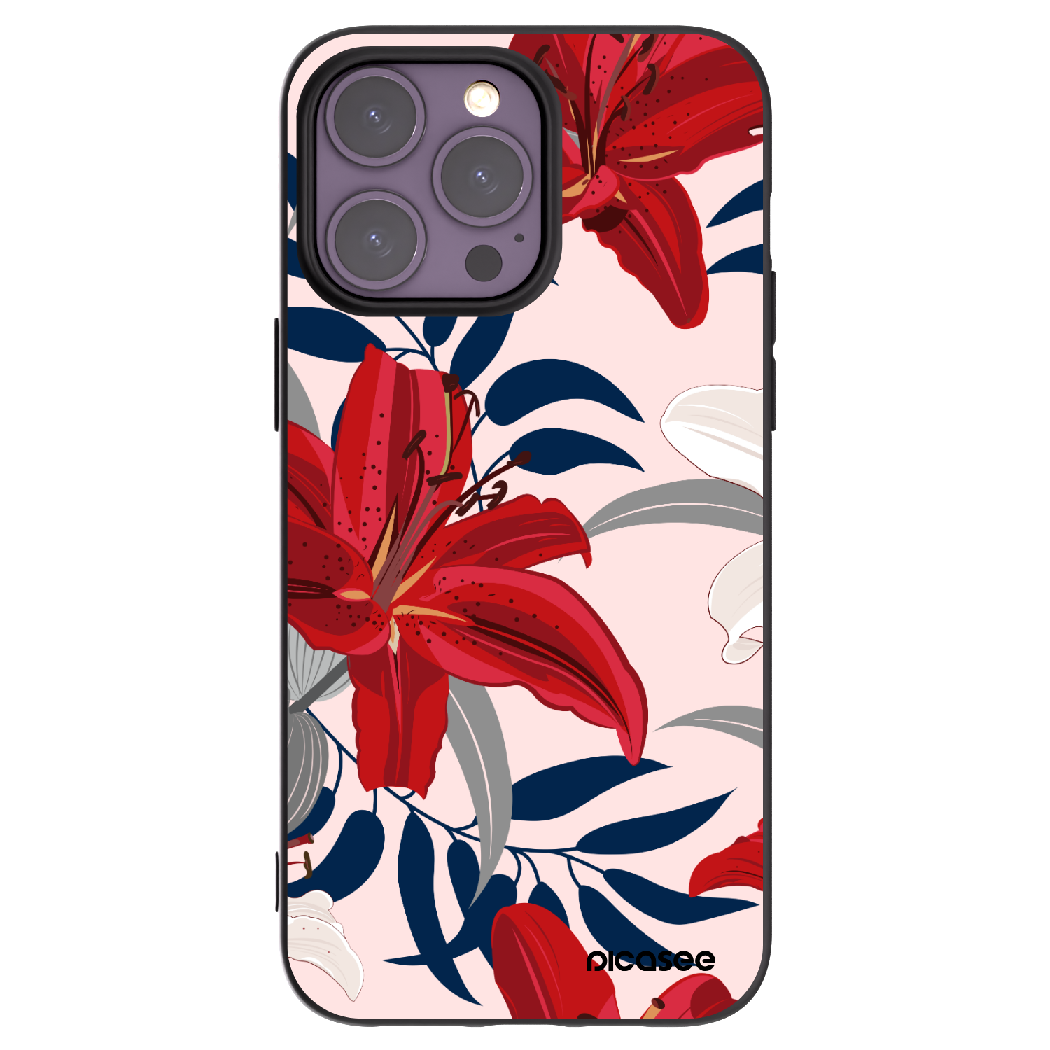 Picasee silikónový čierny obal pre Apple iPhone 14 Pro Max - Red Lily