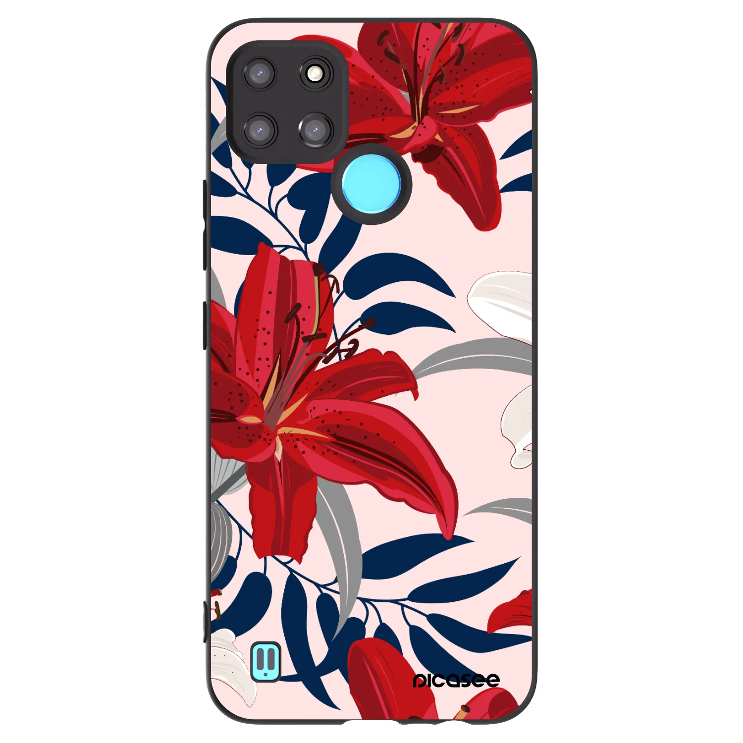 Picasee silikónový čierny obal pre Realme C21Y - Red Lily