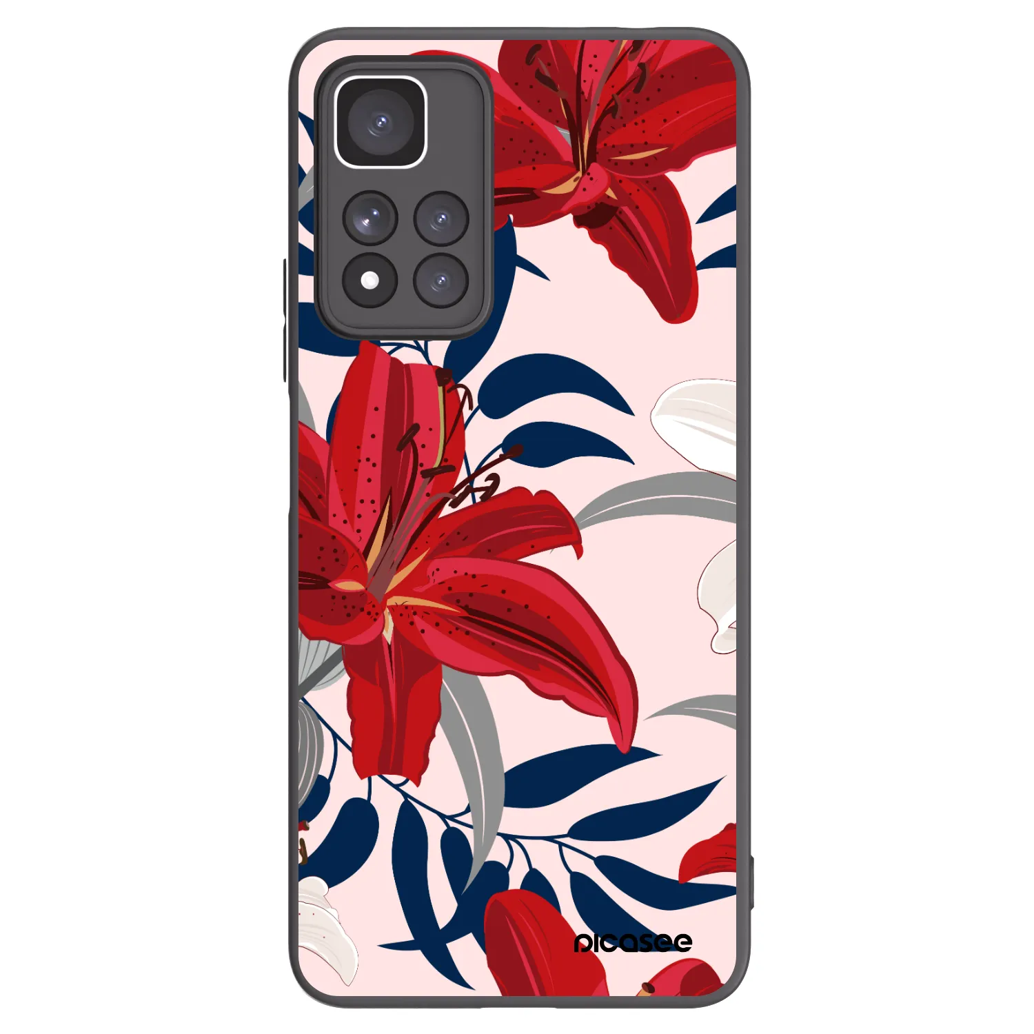 Picasee silikónový čierny obal pre Xiaomi Redmi Note 11 Pro+ 5G - Red Lily