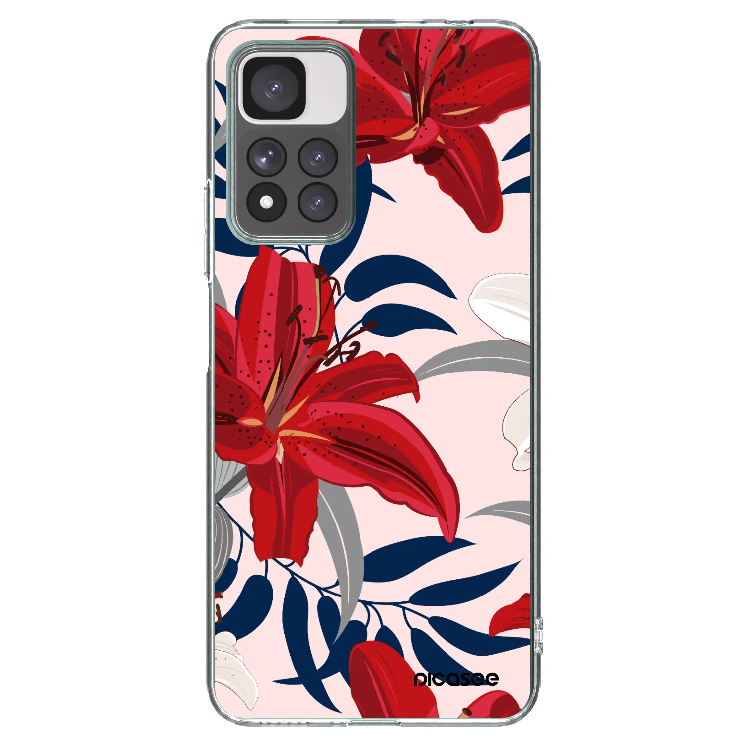 Picasee silikónový prehľadný obal pre Xiaomi Redmi Note 11 Pro+ 5G - Red Lily