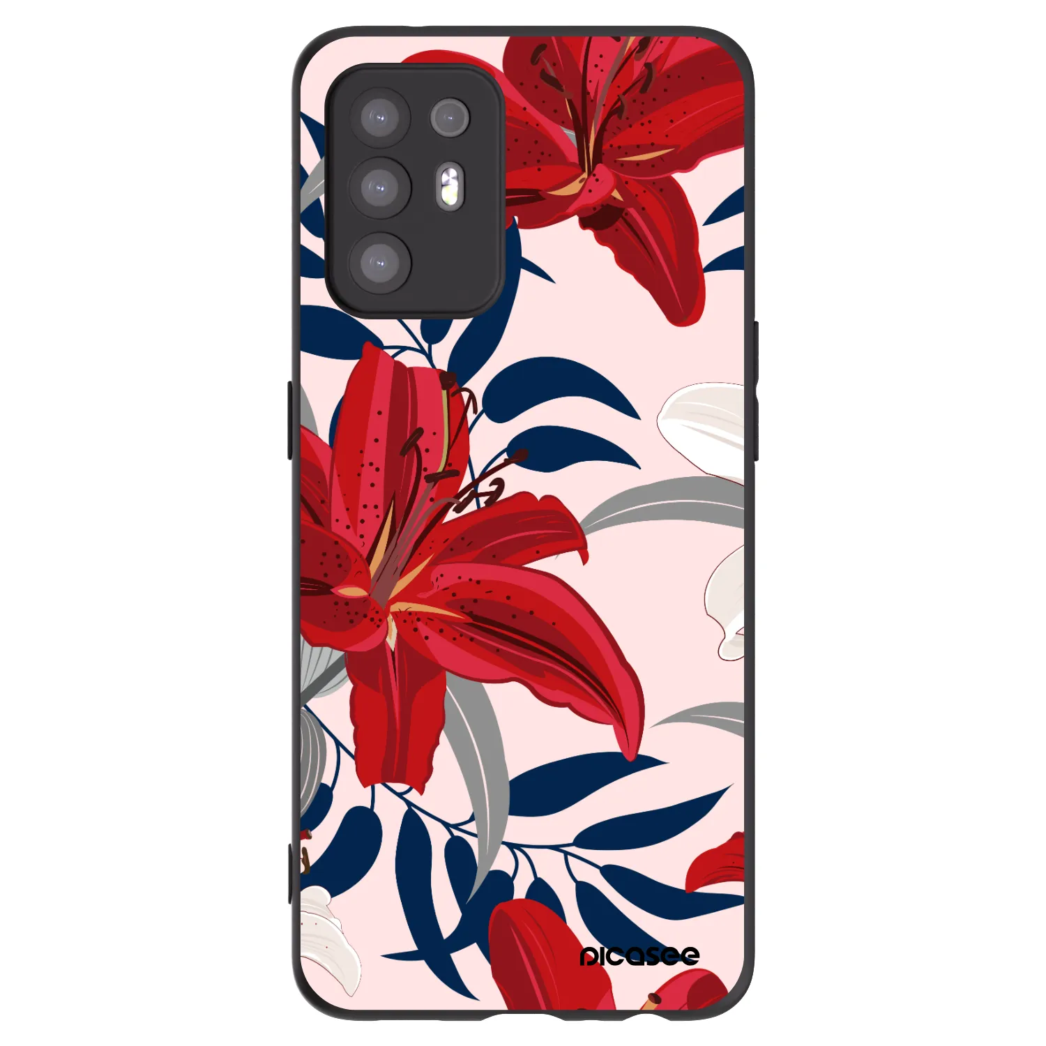 Picasee silikónový čierny obal pre OPPO A94 5G - Red Lily