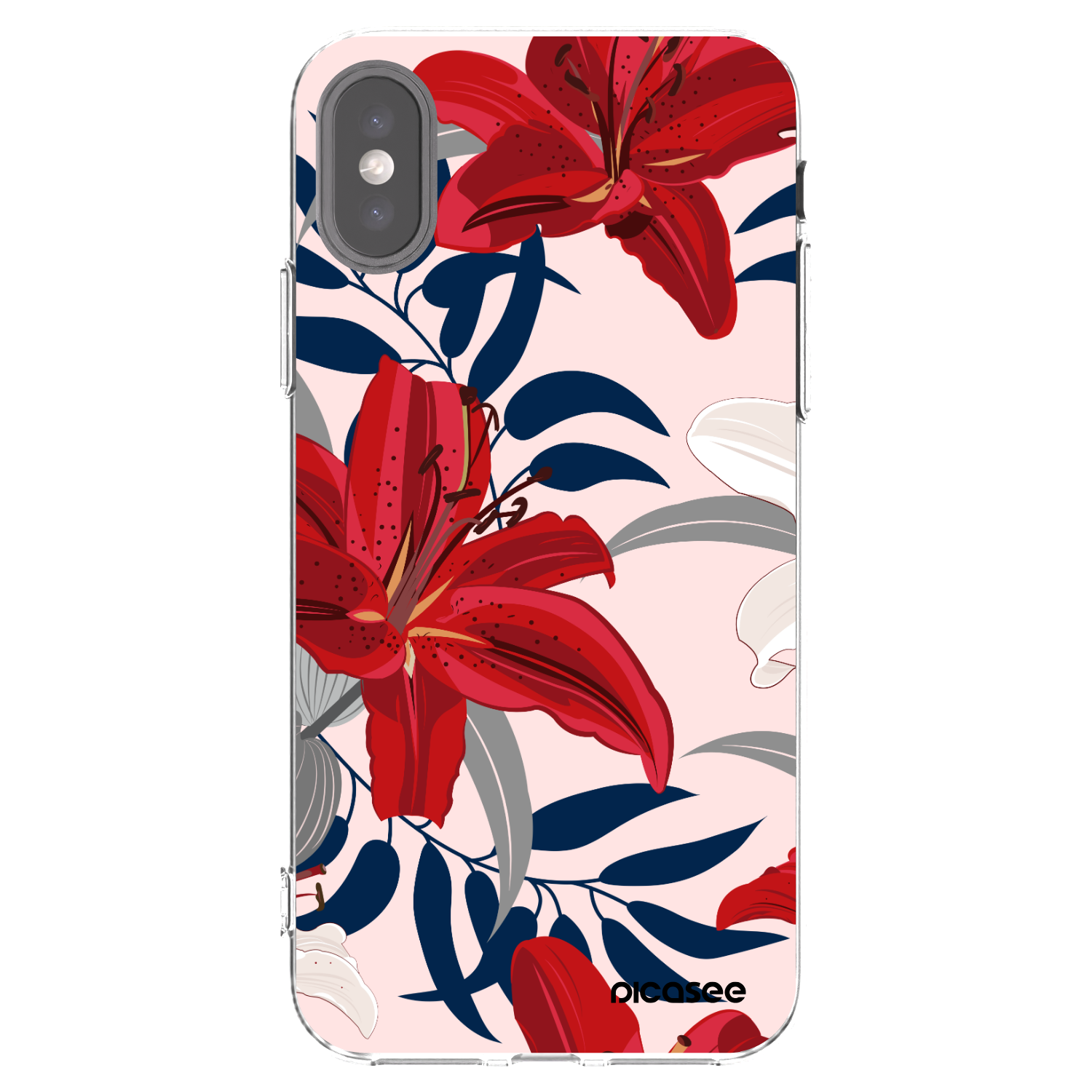 Picasee silikónový prehľadný obal pre Apple iPhone X/XS - Red Lily
