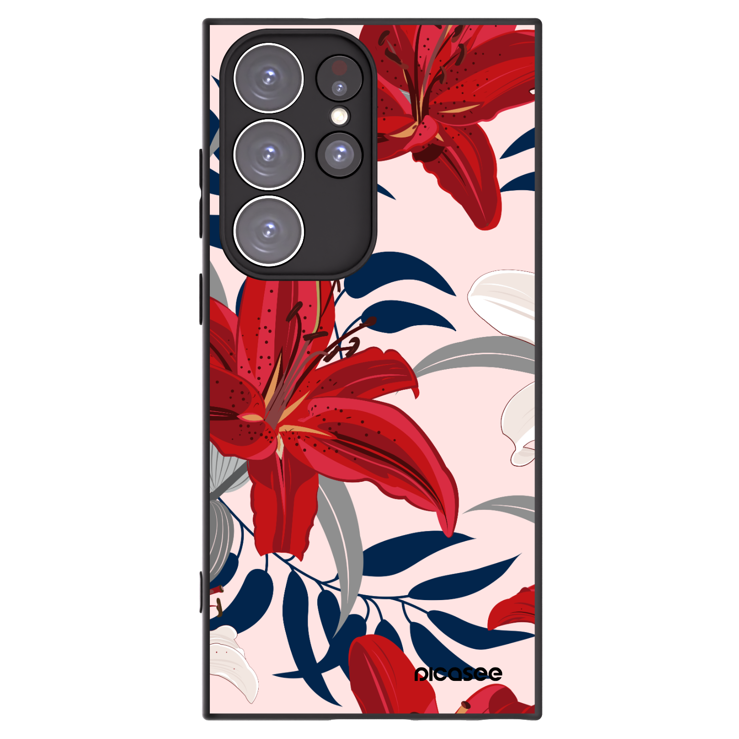 Picasee silikónový čierny obal pre Samsung Galaxy S23 Ultra 5G - Red Lily