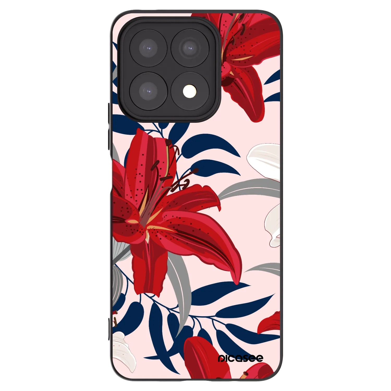 Picasee silikónový čierny obal pre Honor X8a - Red Lily