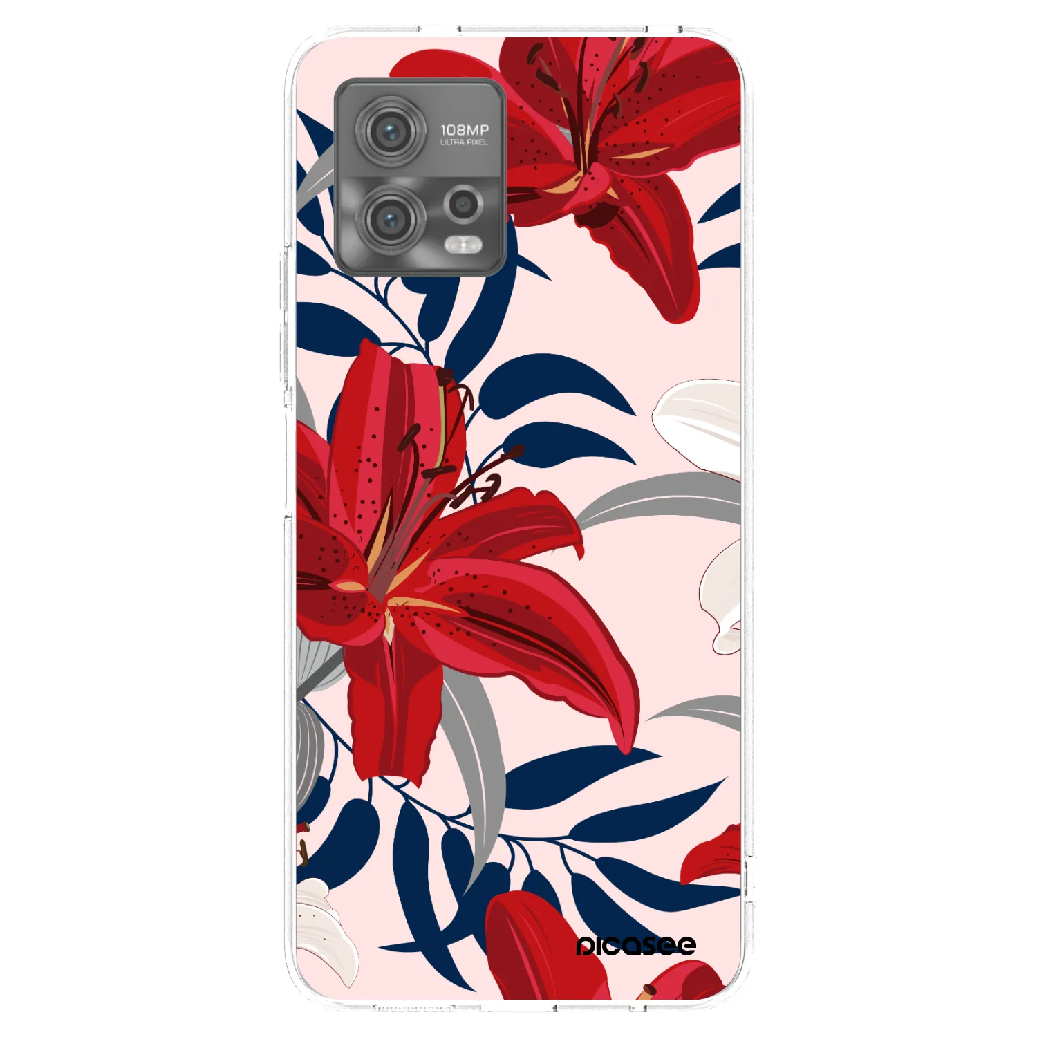 Picasee silikónový prehľadný obal pre Motorola Moto G72 - Red Lily