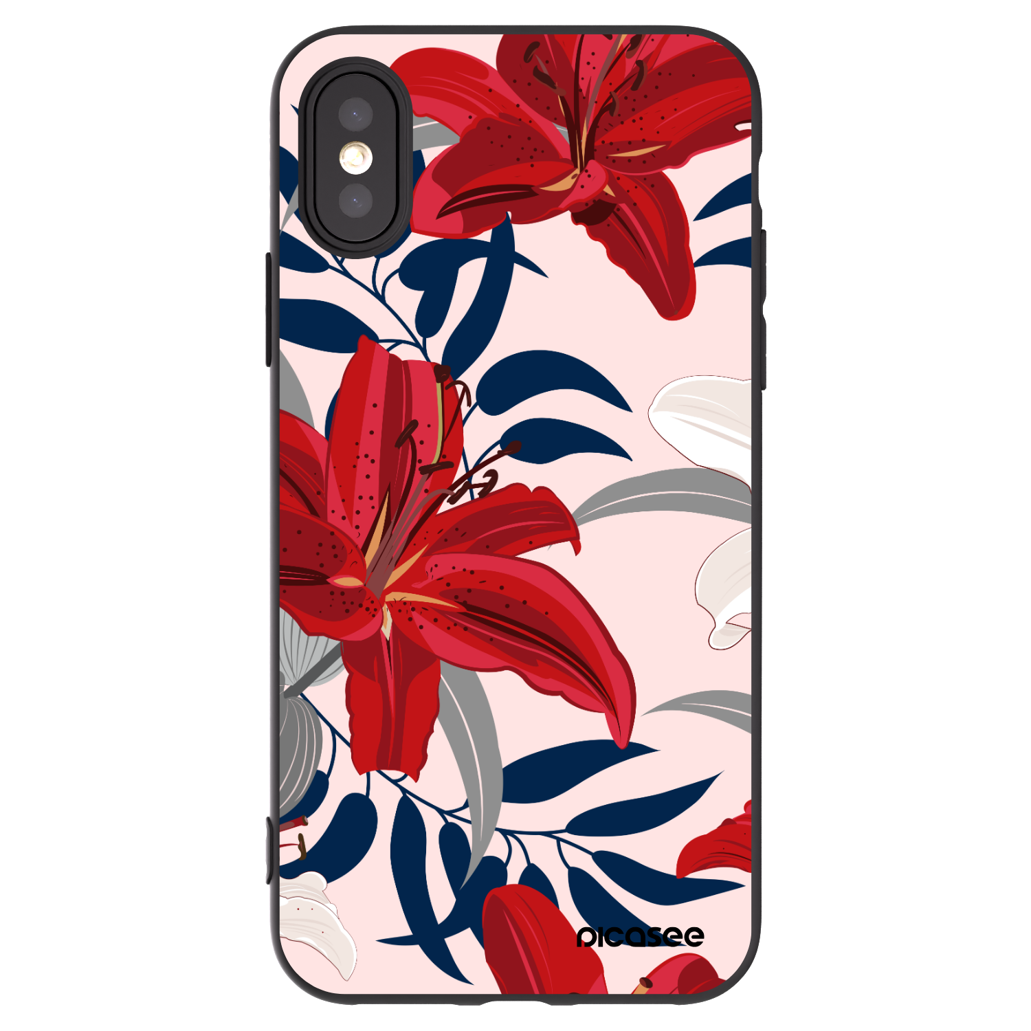 Picasee silikónový čierny obal pre Apple iPhone X/XS - Red Lily