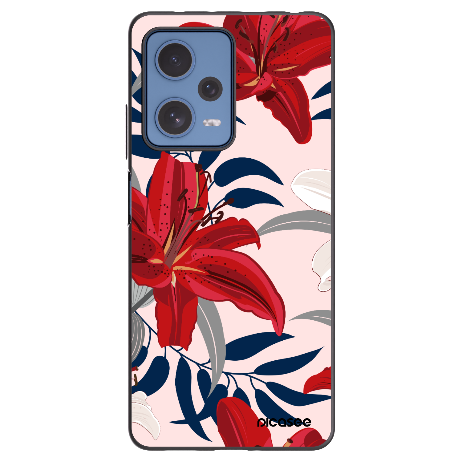 Picasee silikónový čierny obal pre Xiaomi Redmi Note 12 Pro 5G - Red Lily