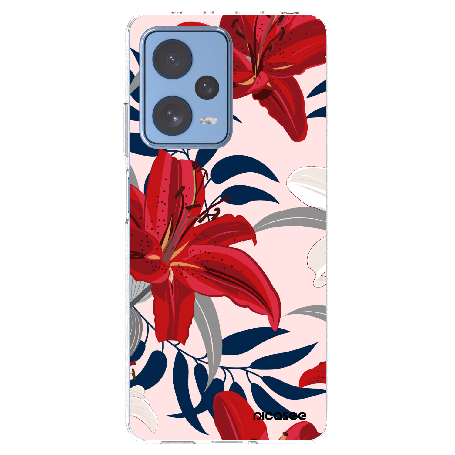 Picasee silikónový prehľadný obal pre Xiaomi Redmi Note 12 Pro 5G - Red Lily
