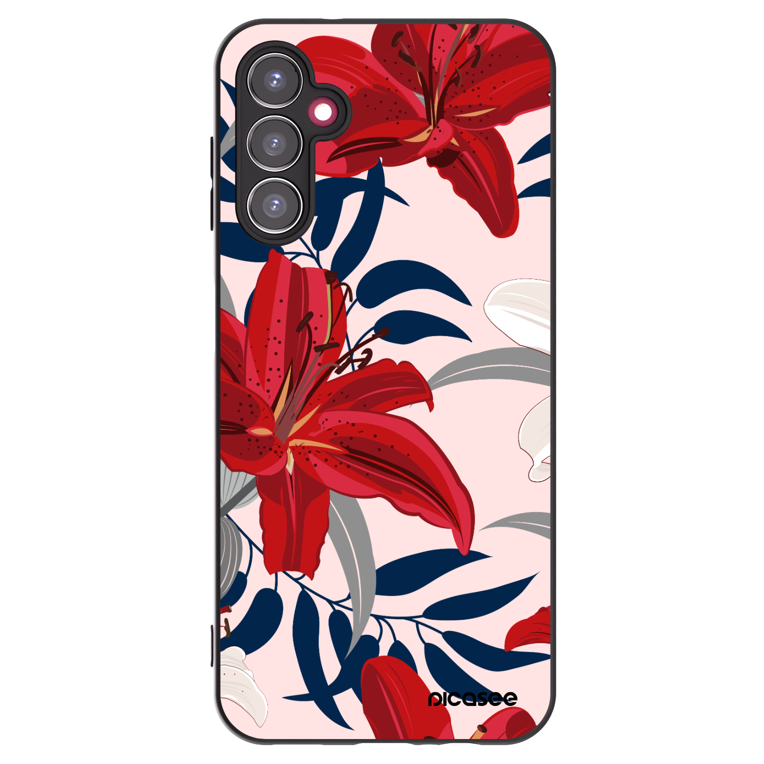 Picasee silikónový čierny obal pre Samsung Galaxy A14 5G A146P - Red Lily