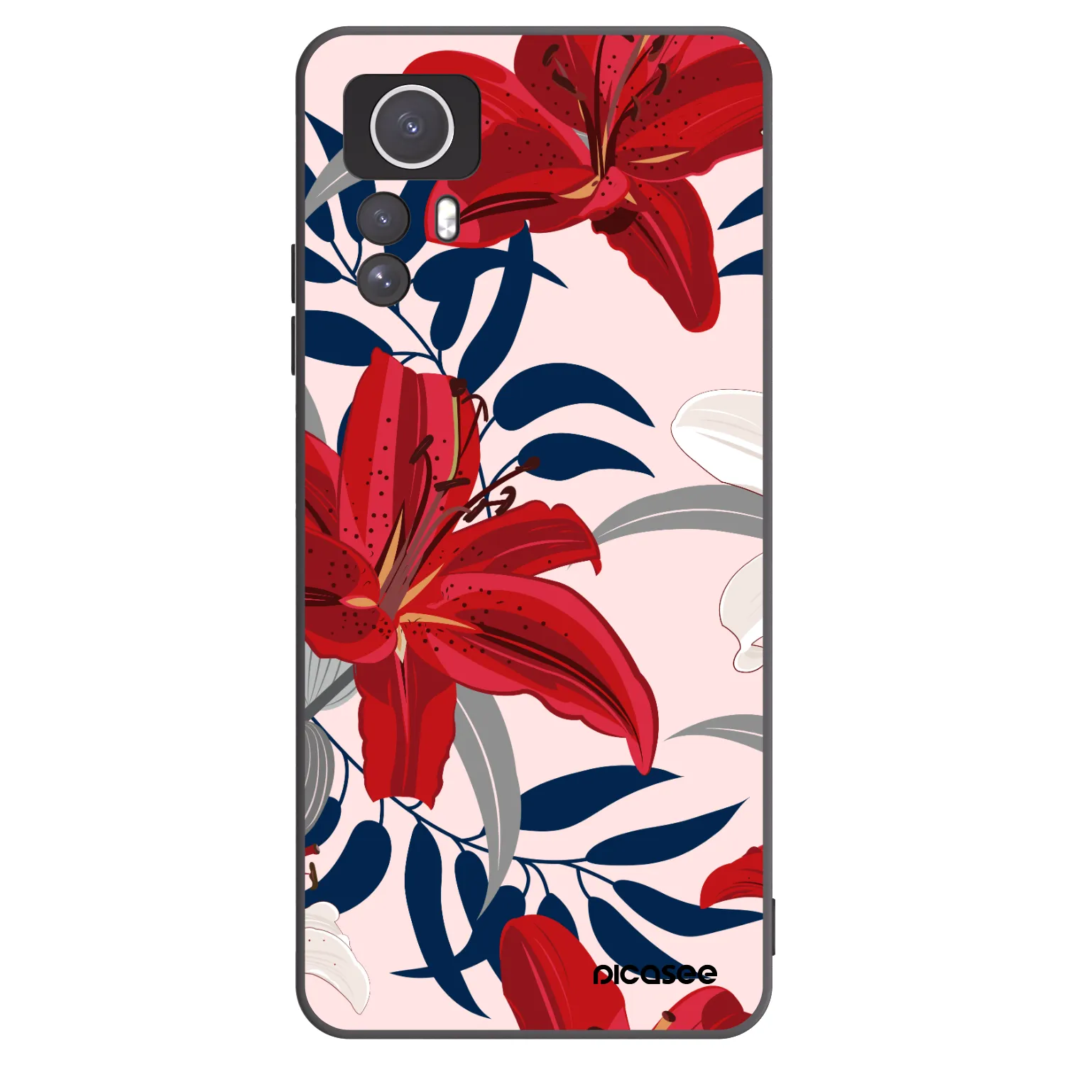 Picasee silikónový čierny obal pre Xiaomi Redmi Note 12S - Red Lily