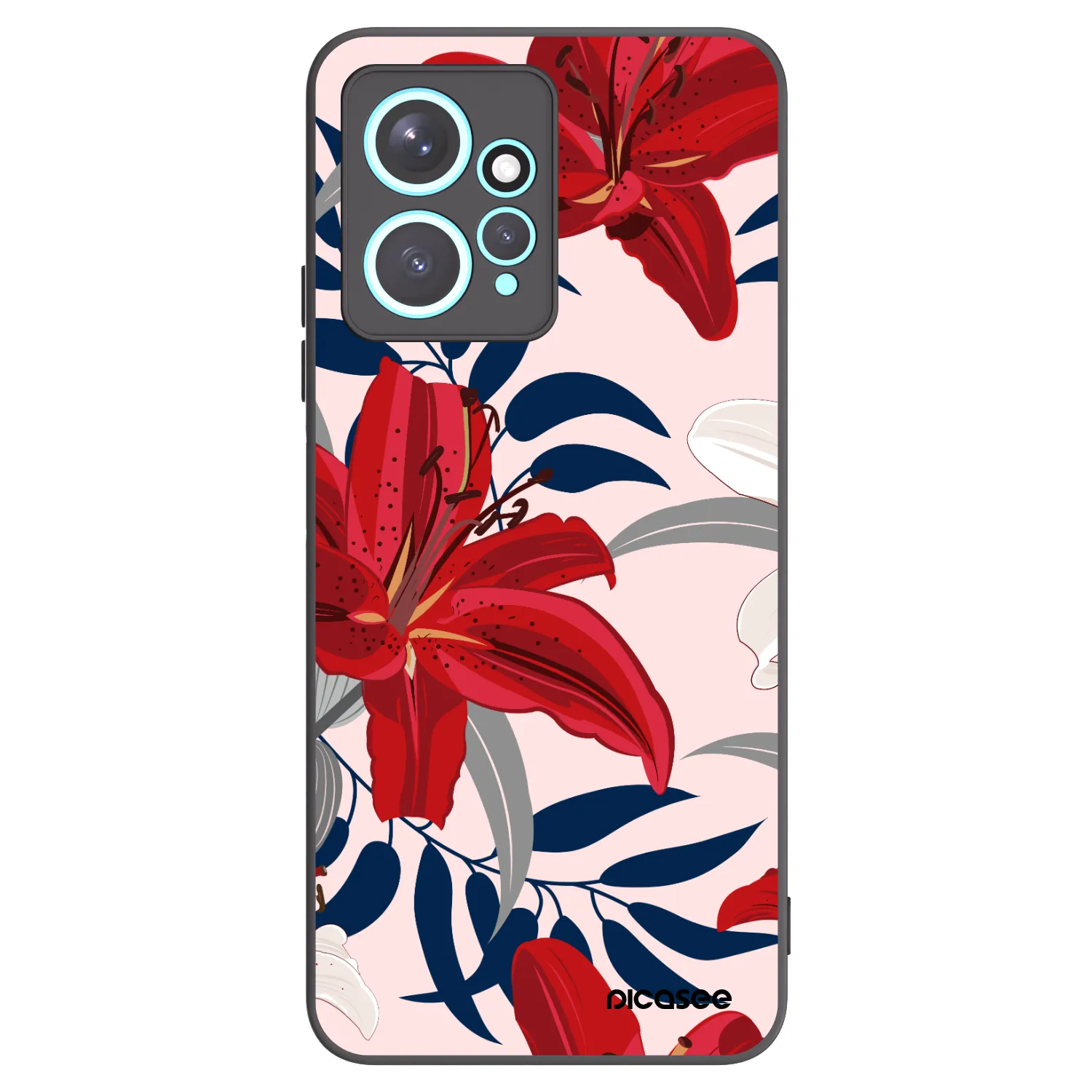 Picasee silikónový čierny obal pre Xiaomi Redmi Note 12 4G - Red Lily