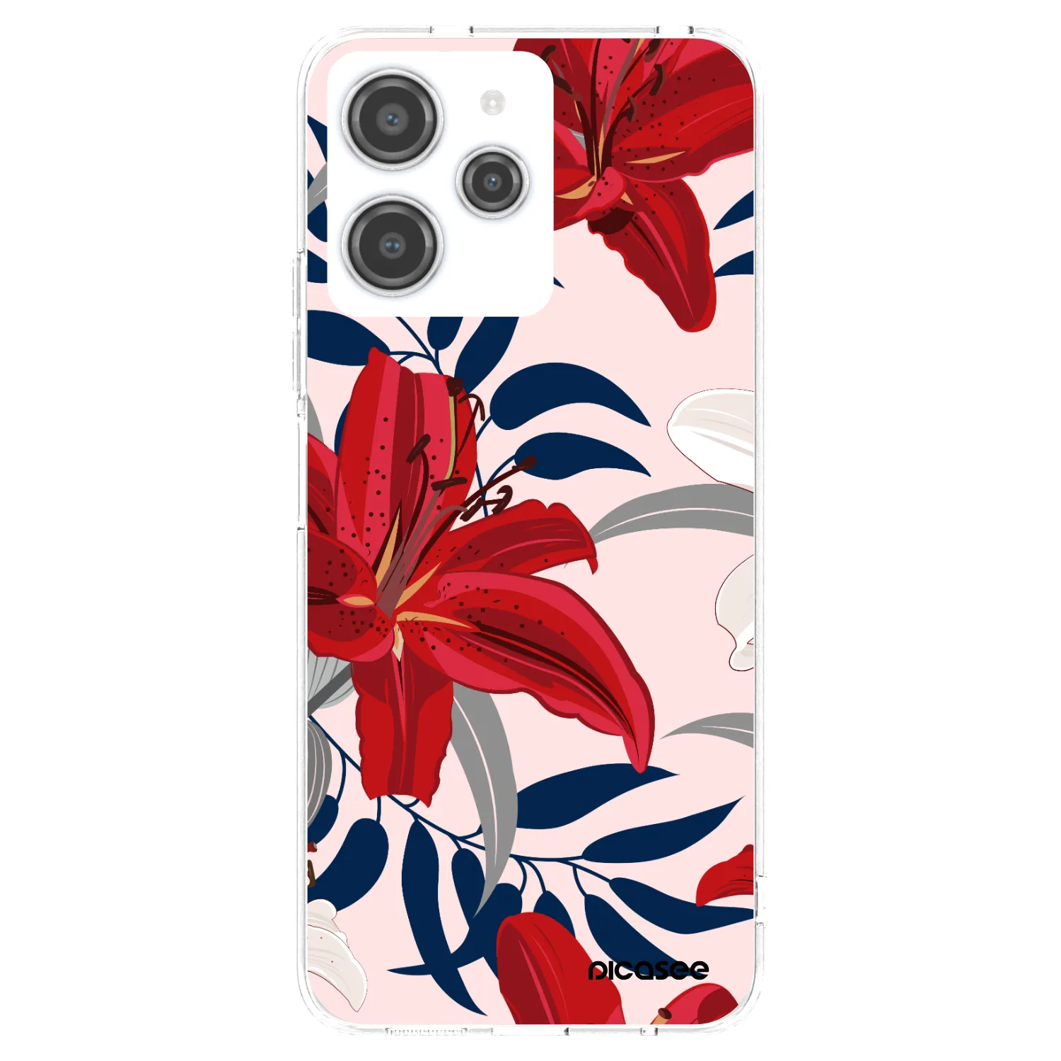 Silikónový prehľadný obal pre Xiaomi Redmi 12 4G - Red Lily