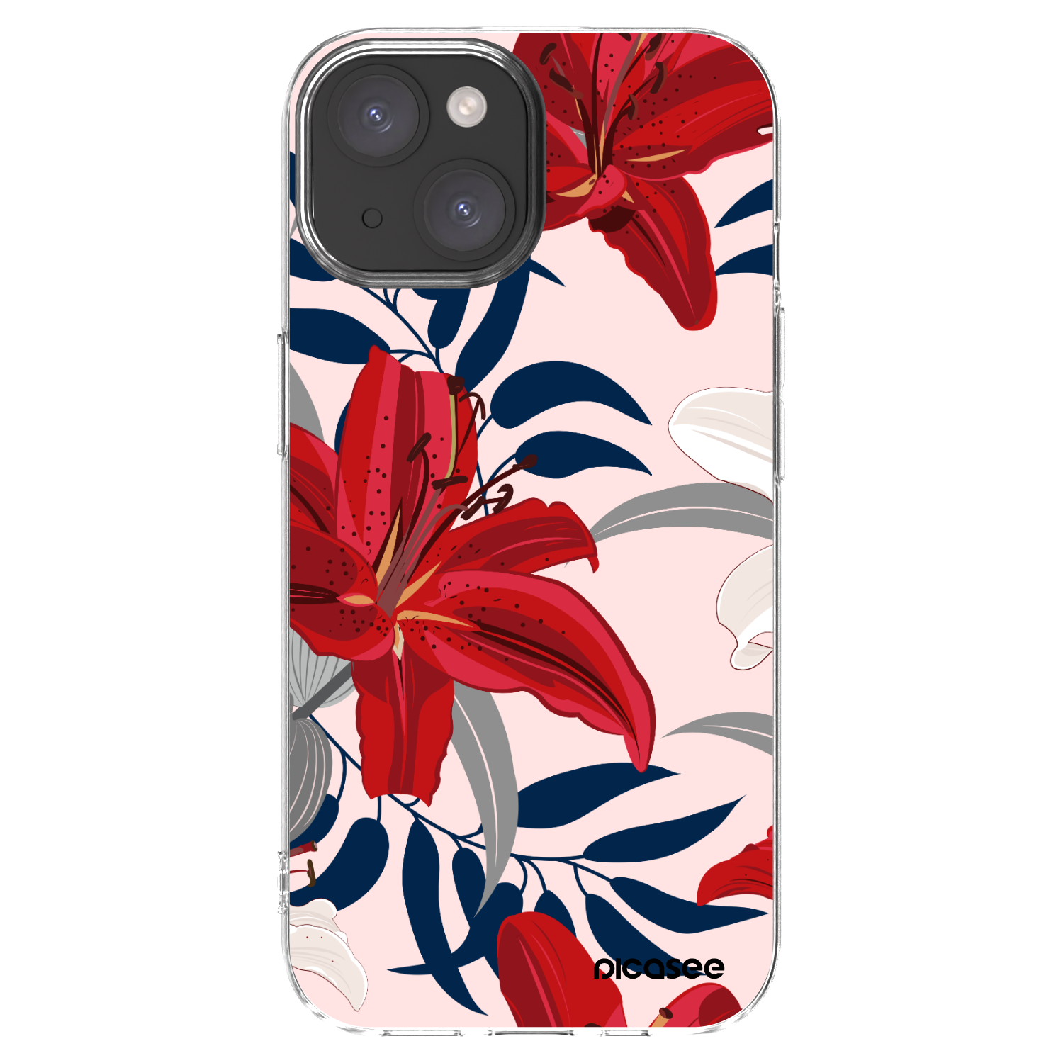 Silikónový prehľadný obal pre Apple iPhone 15 - Red Lily