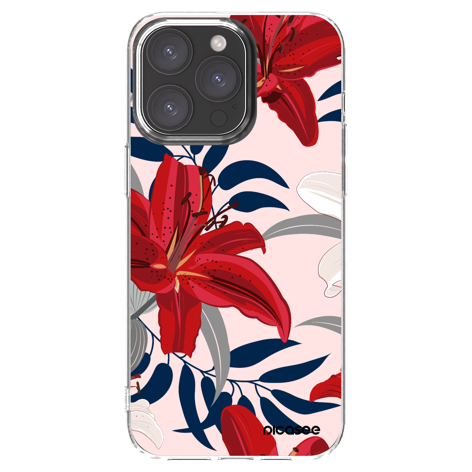 Picasee silikónový prehľadný obal pre Apple iPhone 15 Pro Max - Red Lily