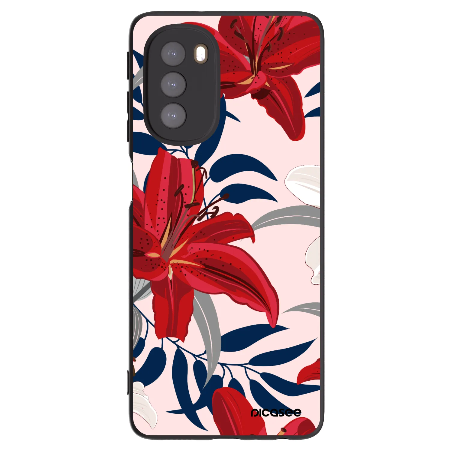 Picasee silikónový čierny obal pre Motorola Moto G51 - Red Lily