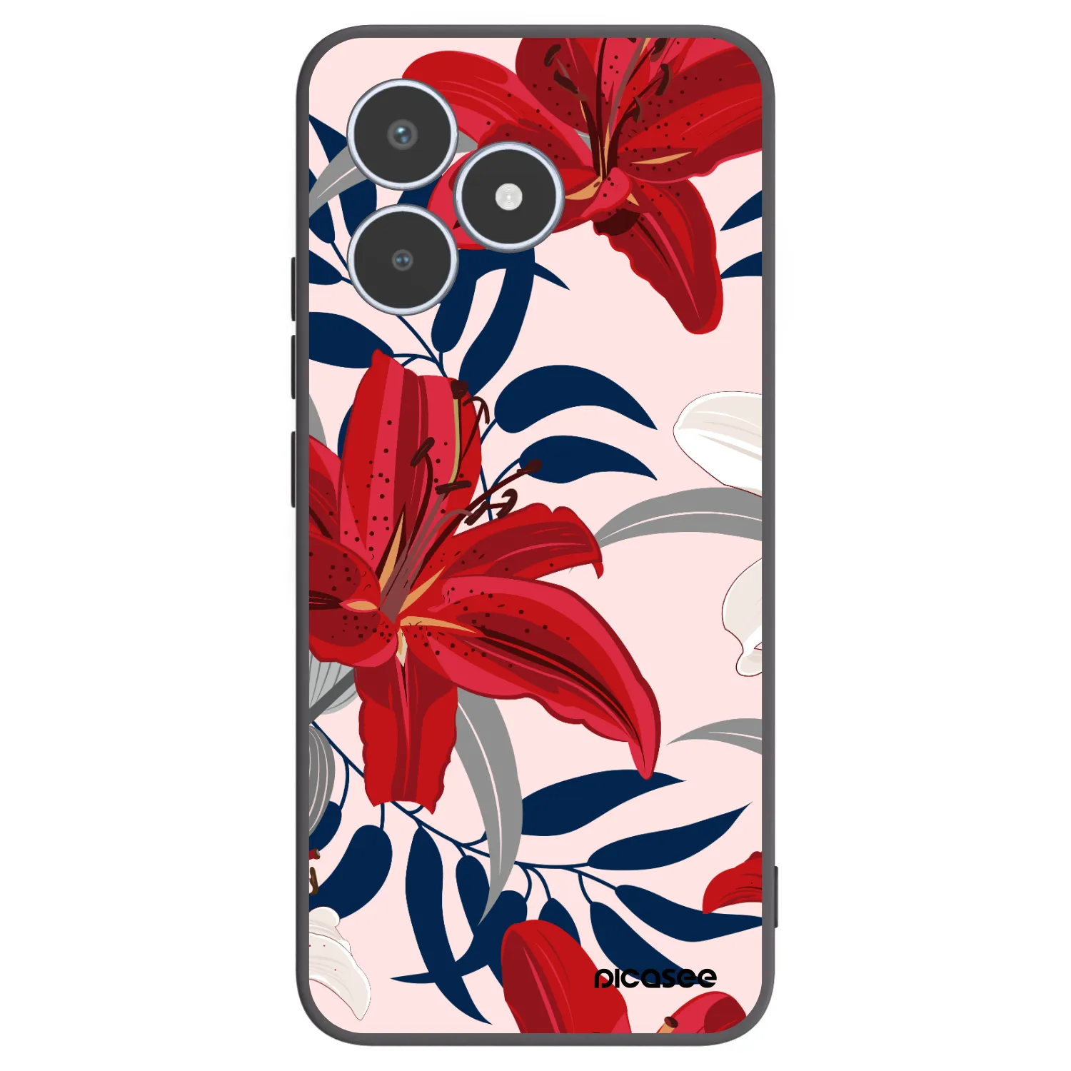 Picasee silikónový čierny obal pre Realme C53 - Red Lily