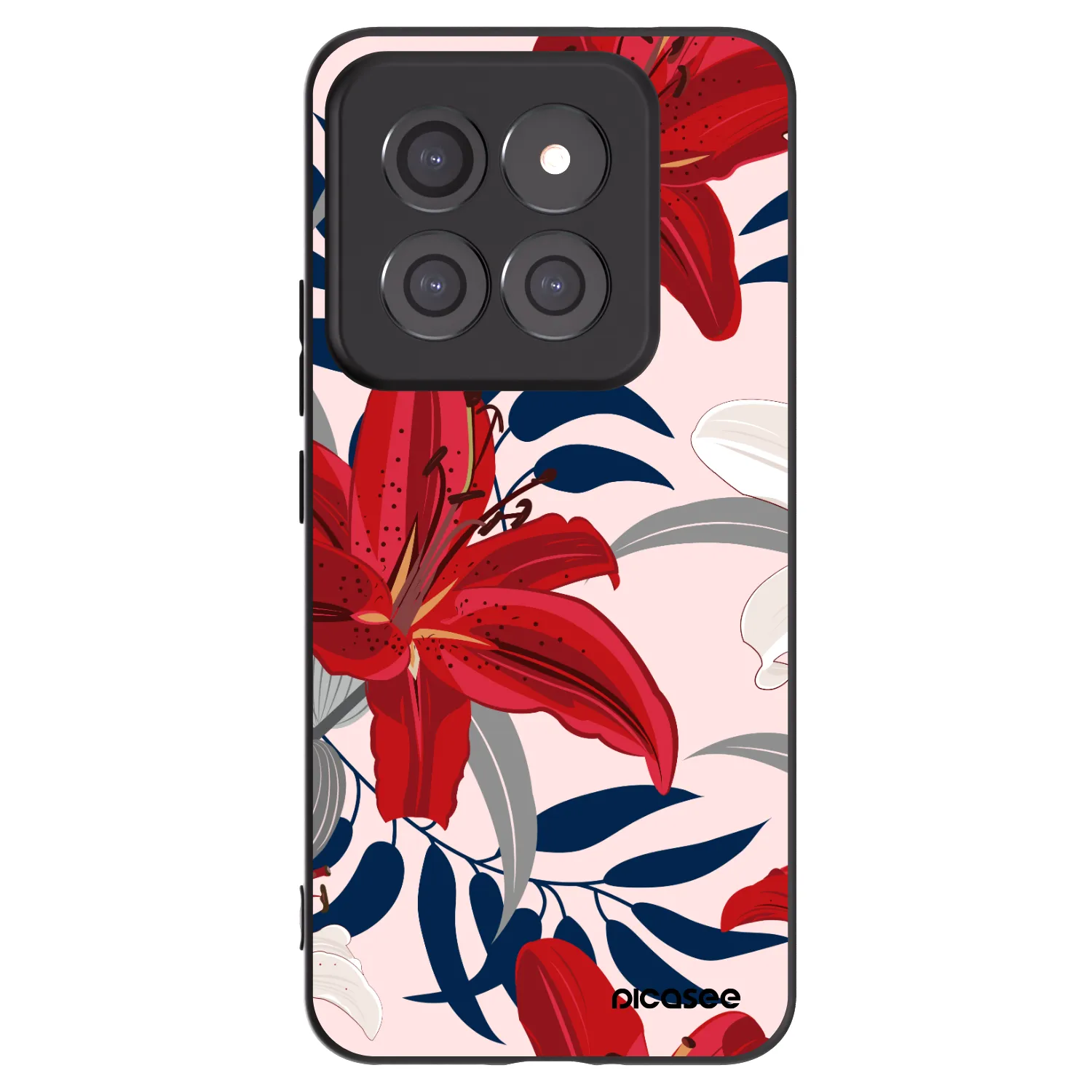 Picasee silikónový čierny obal pre Xiaomi 14 Pro - Red Lily