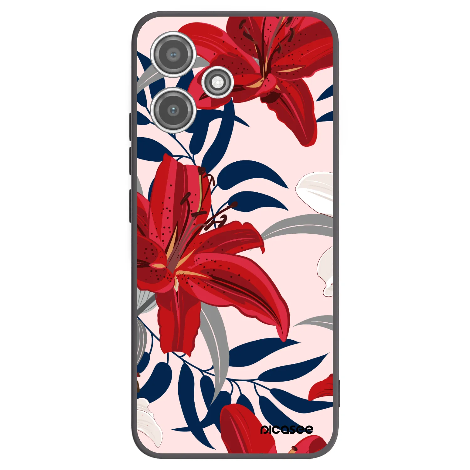 Picasee silikónový čierny obal pre Xiaomi Redmi 12 5G - Red Lily