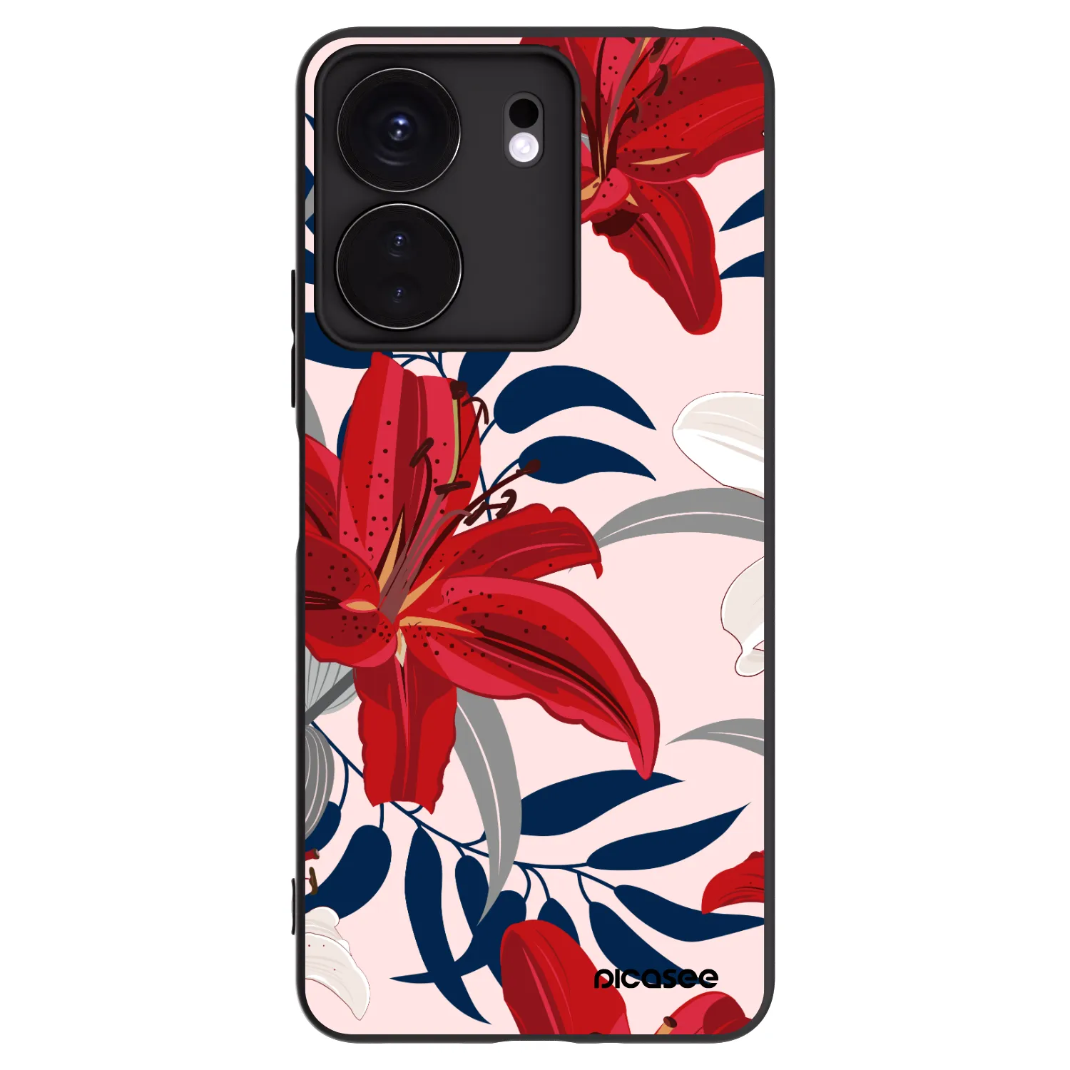 Picasee silikónový čierny obal pre Xiaomi Redmi 13C 4G - Red Lily