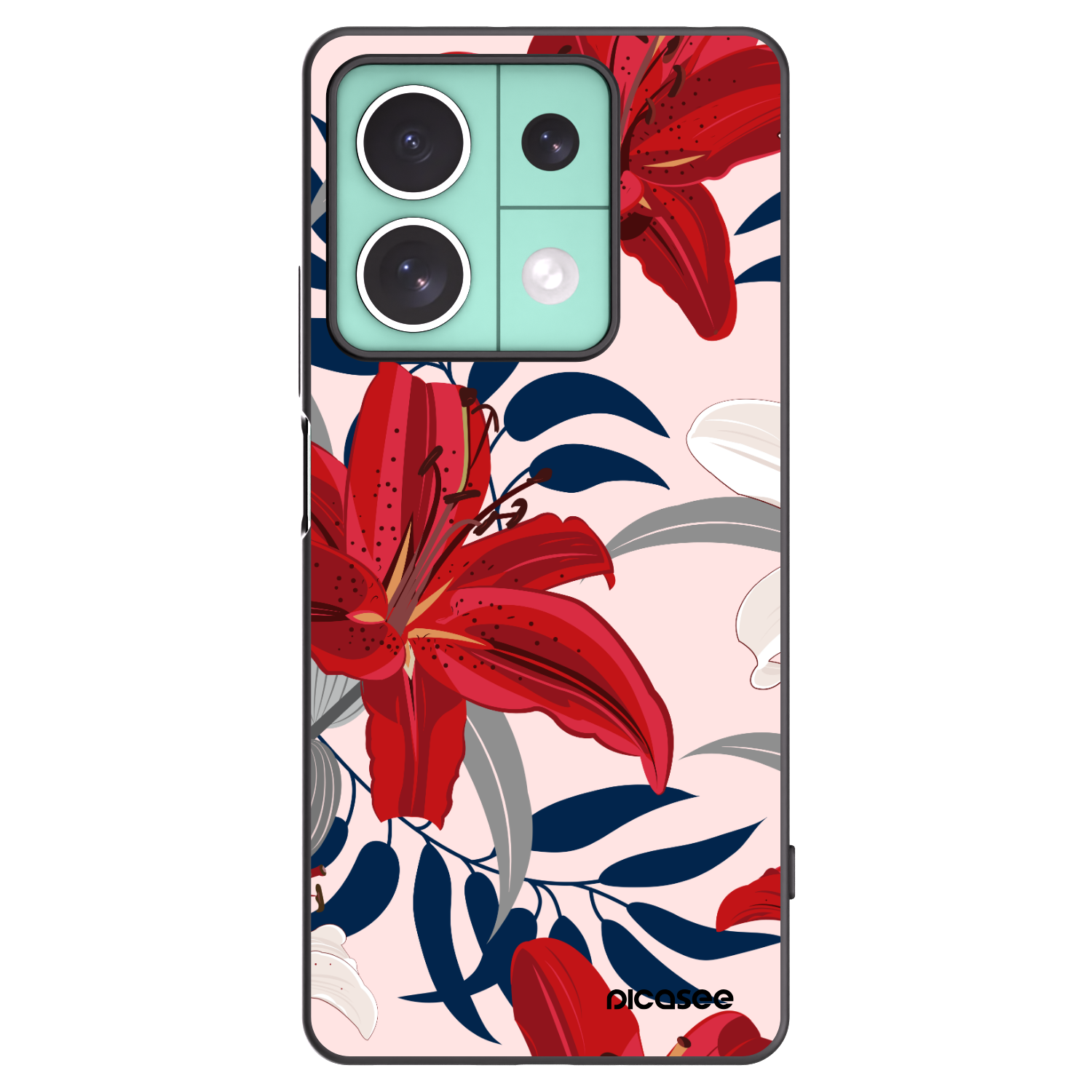 Picasee silikónový čierny obal pre Xiaomi Redmi Note 13 5G - Red Lily