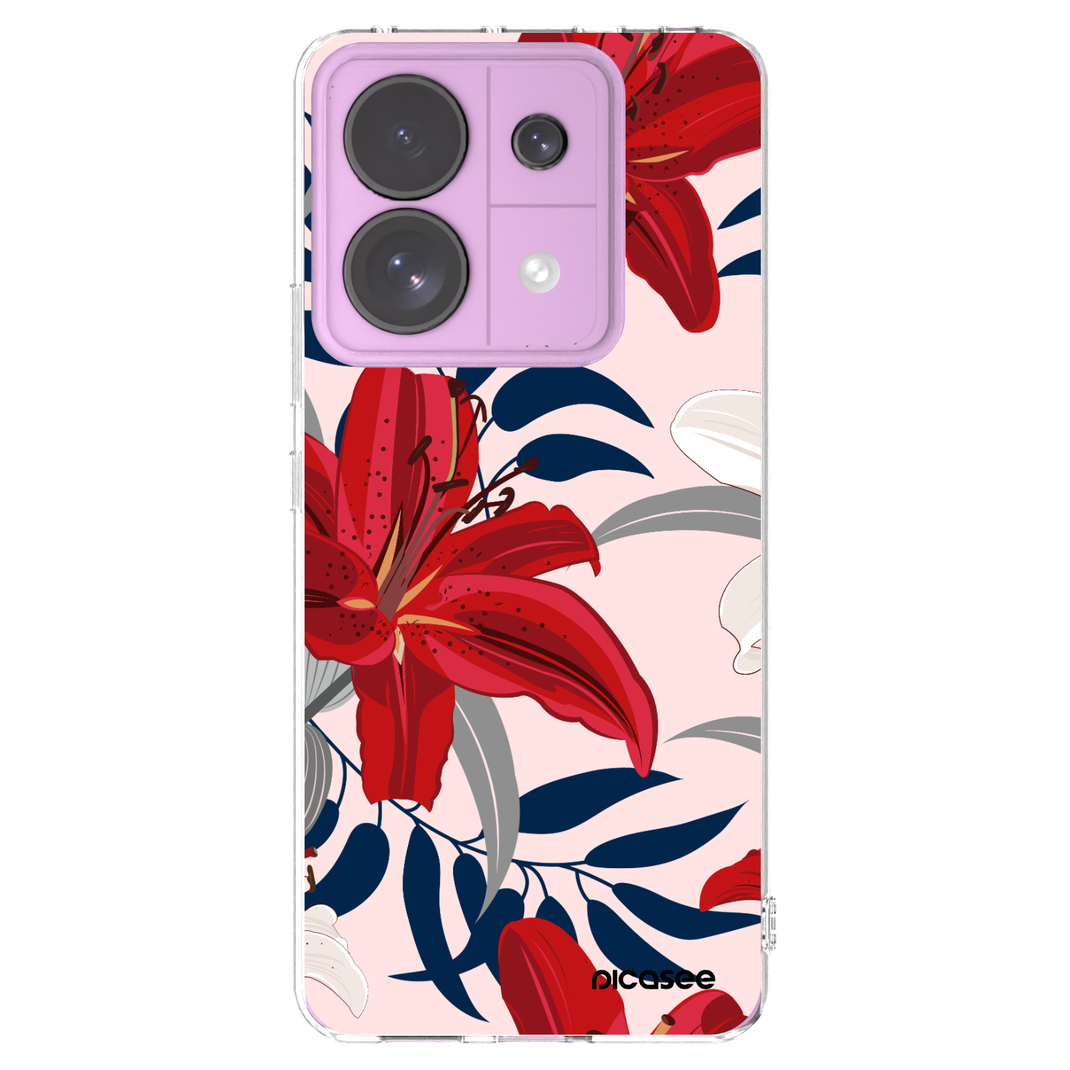 Picasee silikónový prehľadný obal pre Xiaomi Redmi Note 13 Pro 5G - Red Lily