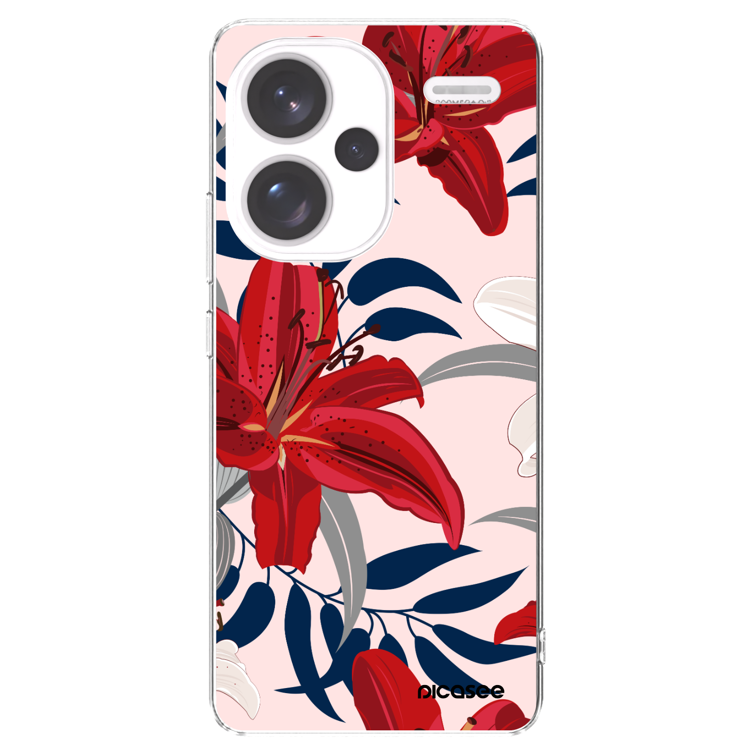 Picasee silikónový prehľadný obal pre Xiaomi Redmi Note 13 Pro+ 5G - Red Lily