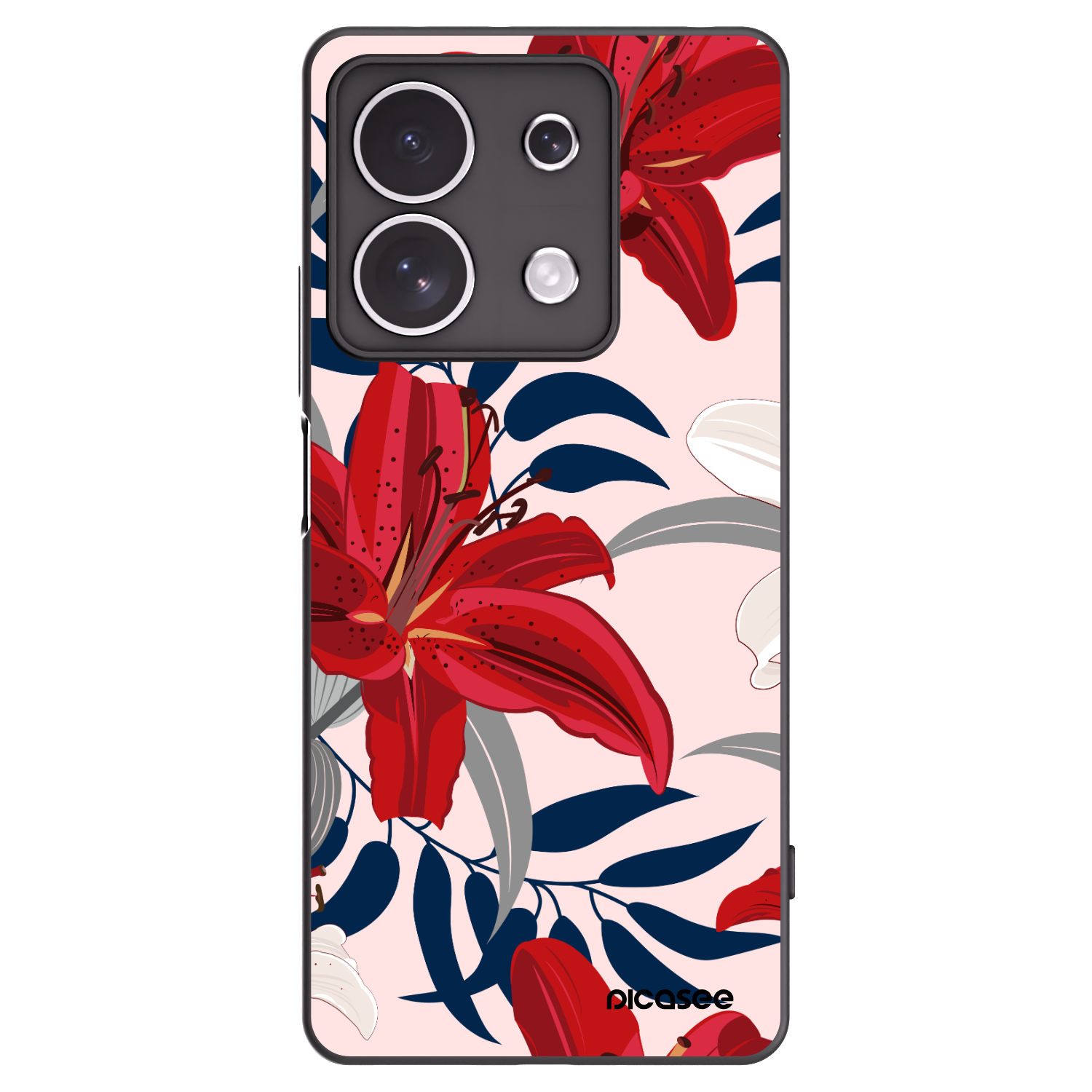 Picasee silikónový čierny obal pre Xiaomi Redmi Note 13 4G - Red Lily