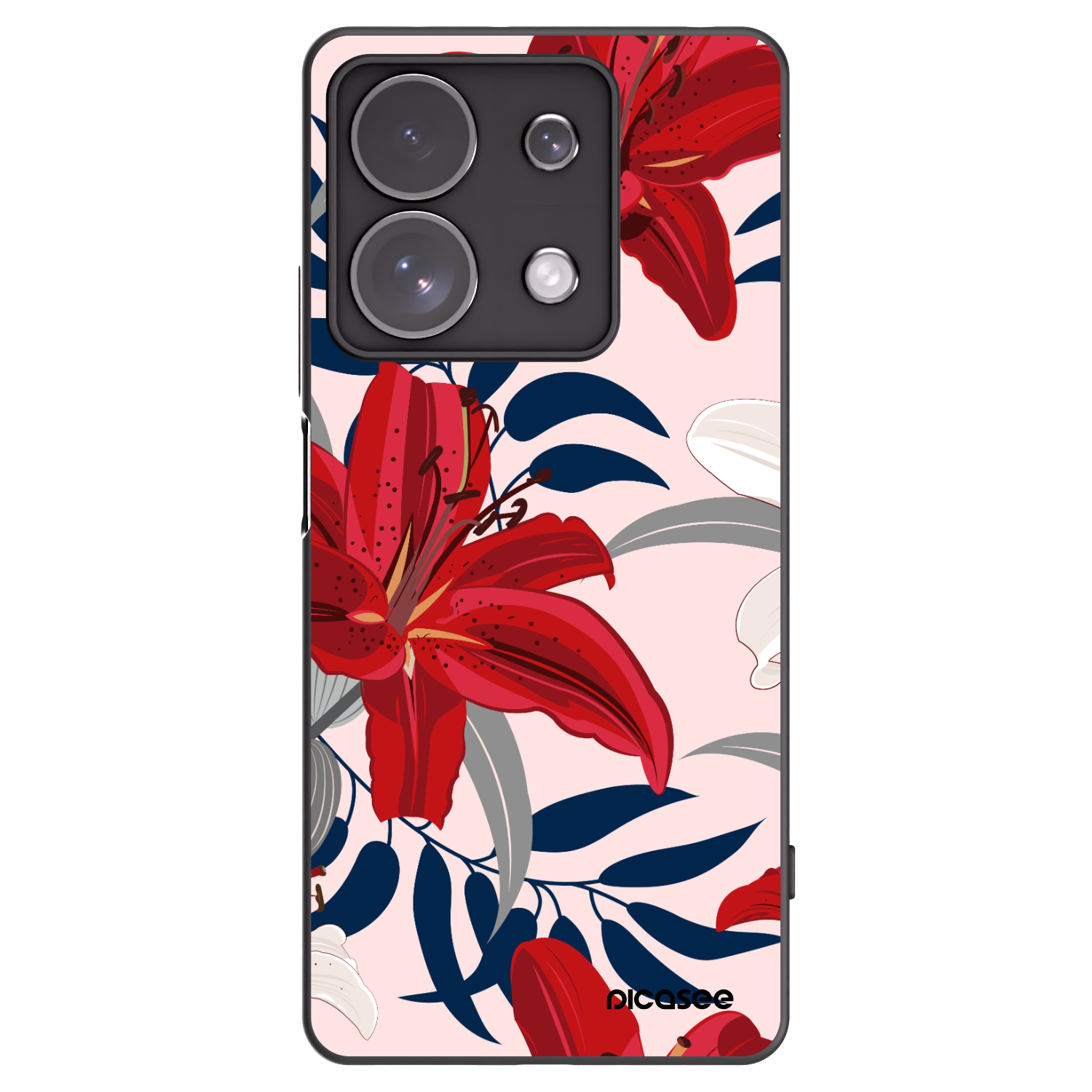 Silikónový čierny obal pre Xiaomi Redmi Note 13 Pro 4G - Red Lily