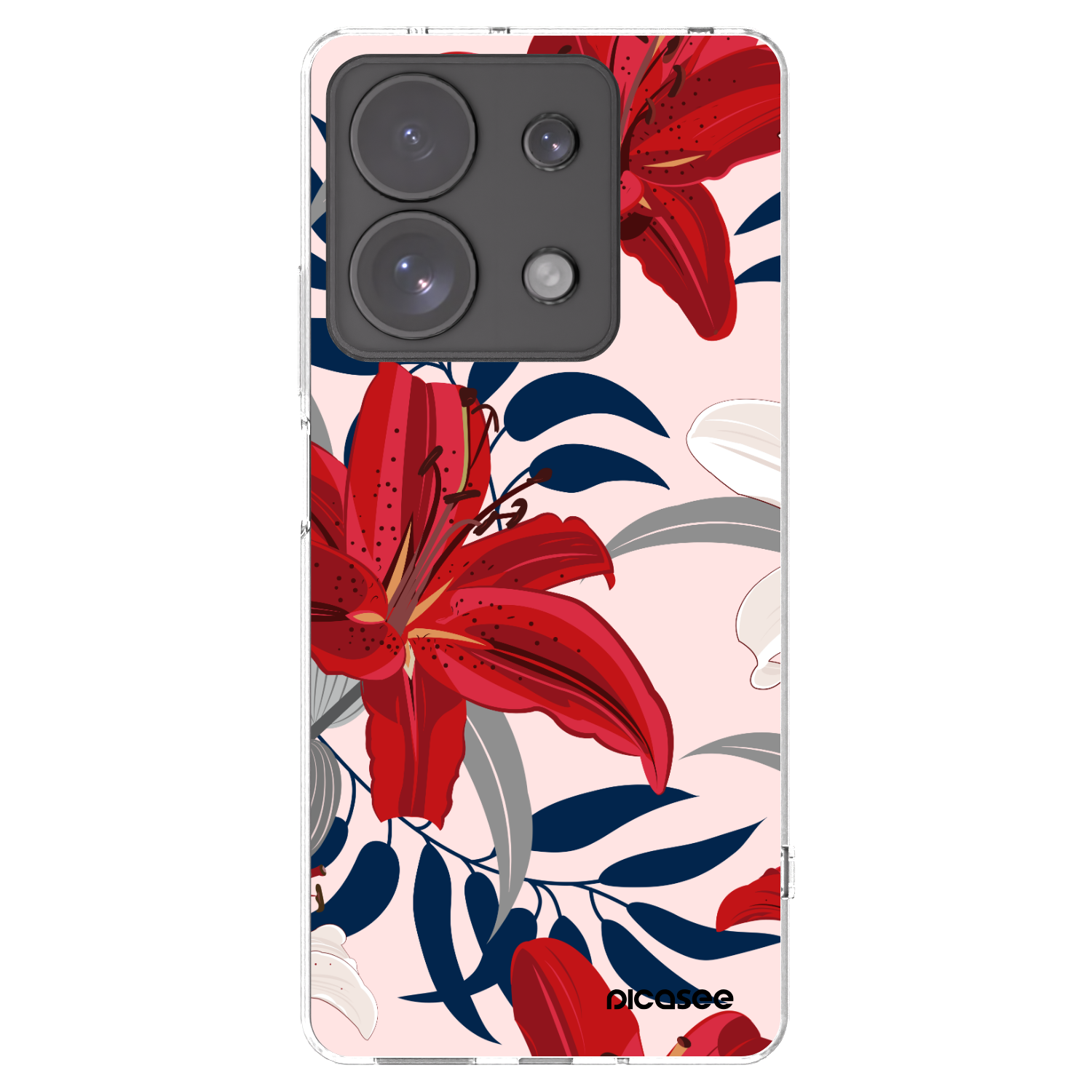 Silikónový prehľadný obal pre Xiaomi Redmi Note 13 Pro 4G - Red Lily