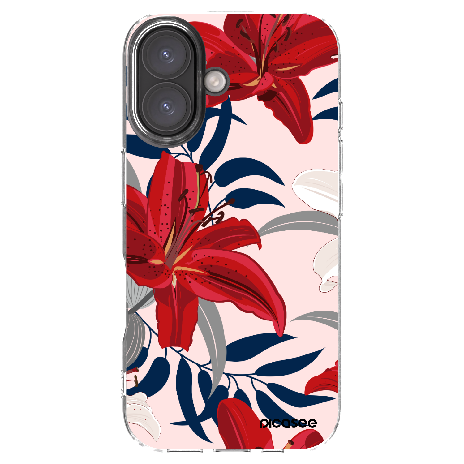 Picasee silikónový prehľadný obal pre Apple iPhone 16 - Red Lily