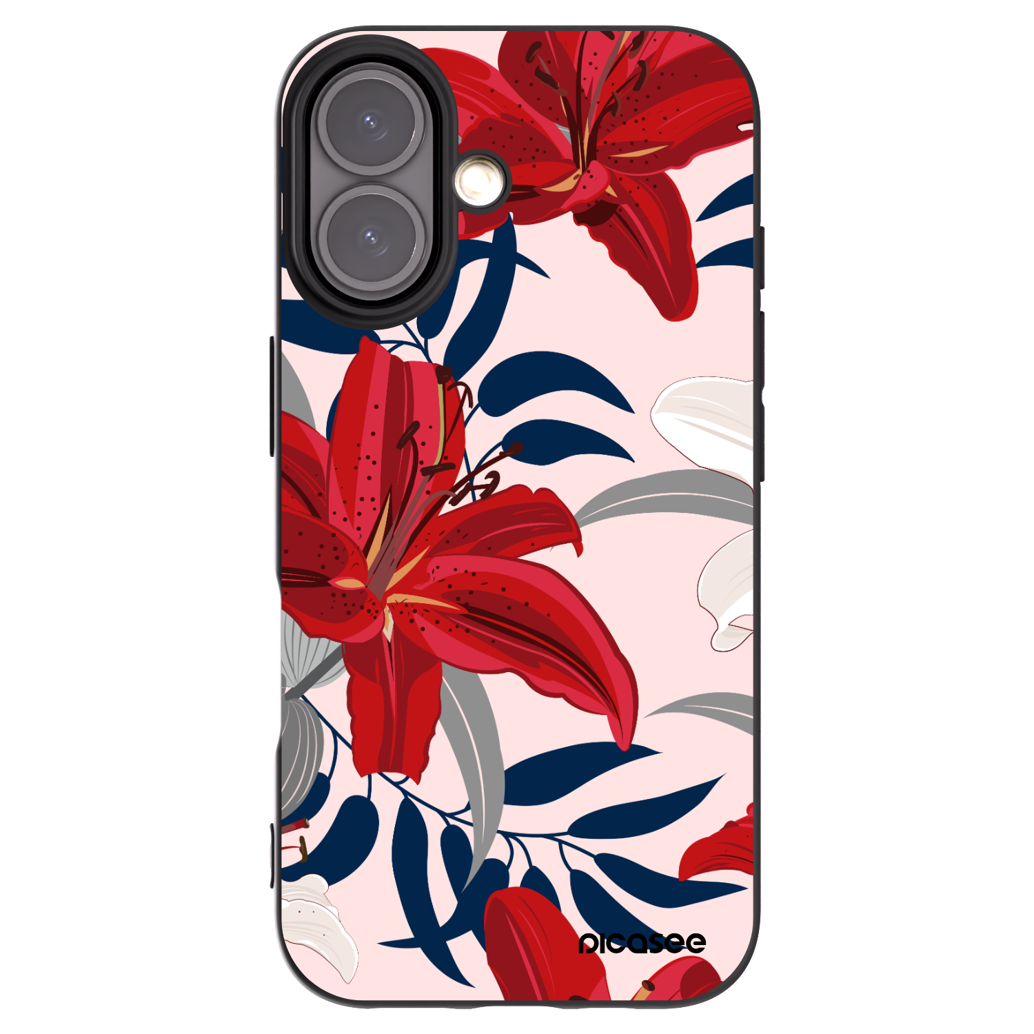Picasee silikónový čierny obal pre Apple iPhone 16 - Red Lily
