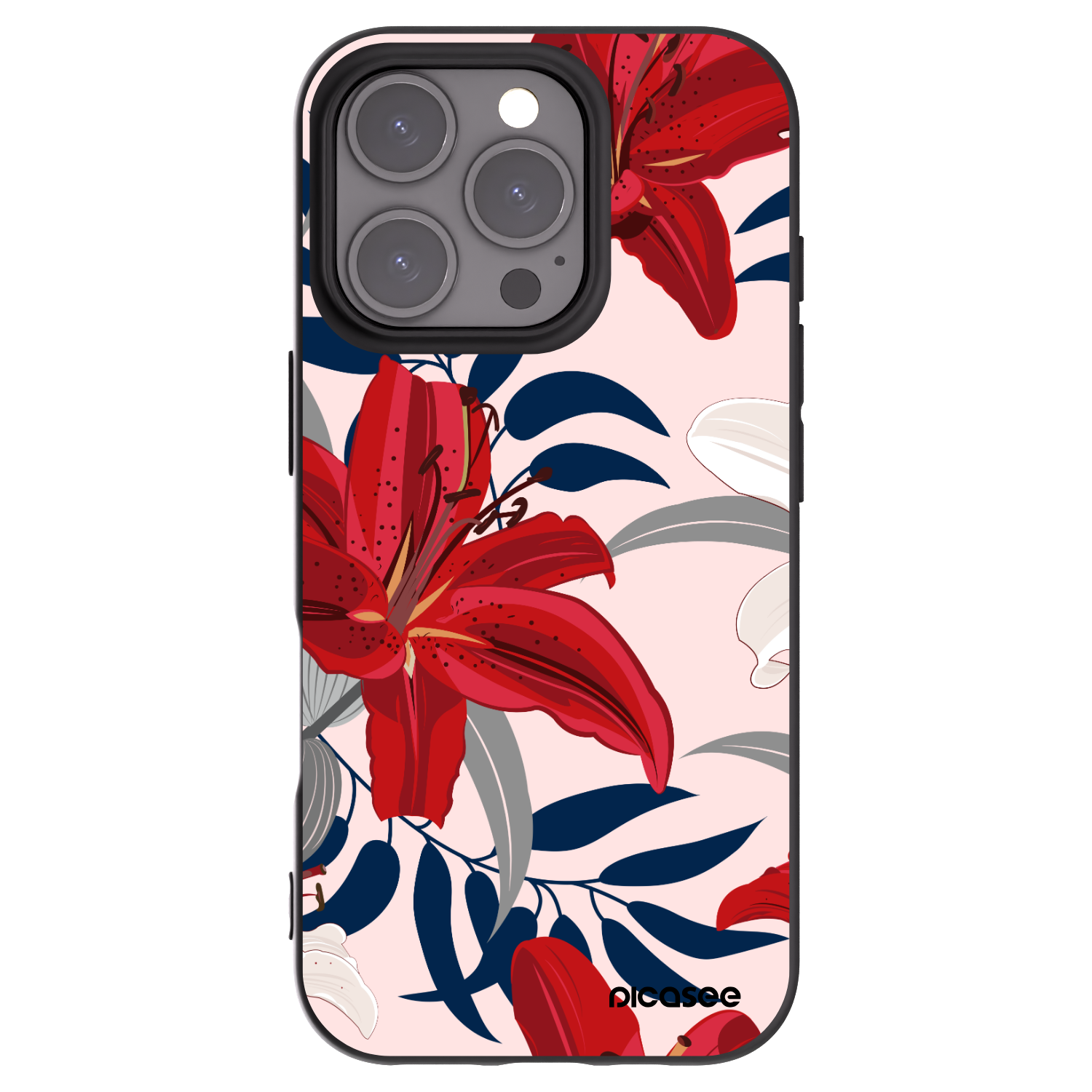 Picasee silikónový čierny obal pre Apple iPhone 16 Pro - Red Lily
