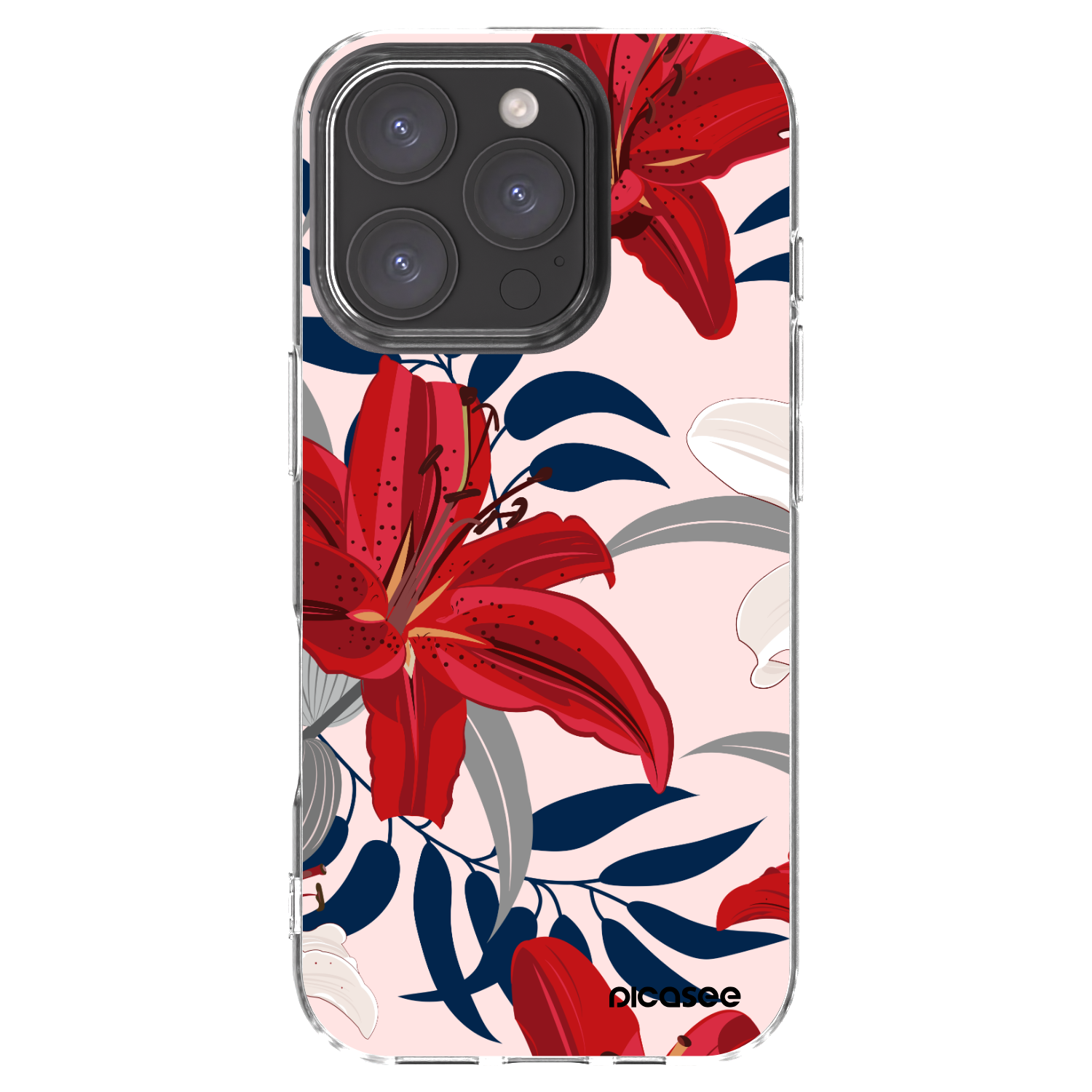 Picasee silikónový prehľadný obal pre Apple iPhone 16 Pro - Red Lily