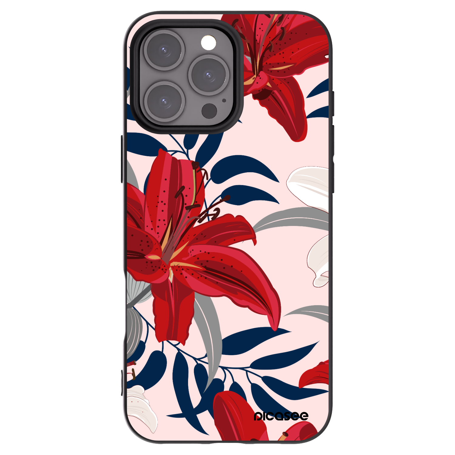 Picasee silikónový čierny obal pre Apple iPhone 16 Pro Max - Red Lily
