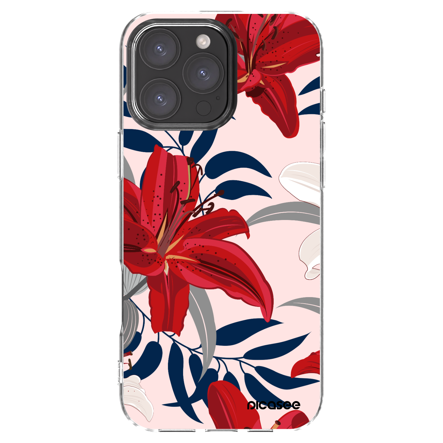 Picasee silikónový prehľadný obal pre Apple iPhone 16 Pro Max - Red Lily