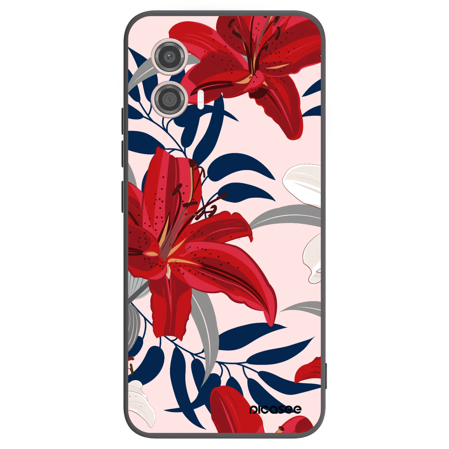 Picasee silikónový čierny obal pre Motorola Moto G53 5G - Red Lily