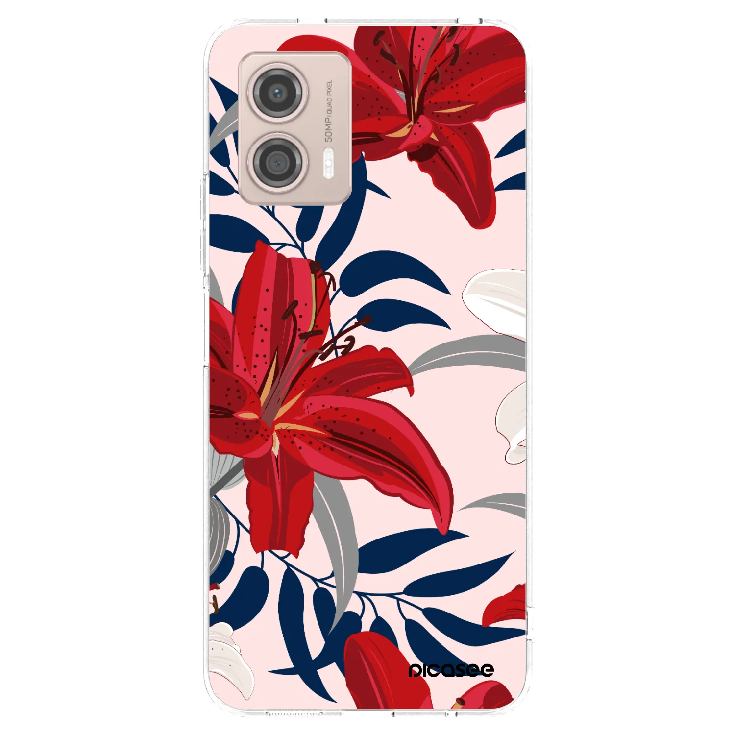 Picasee silikónový prehľadný obal pre Motorola Moto G53 5G - Red Lily
