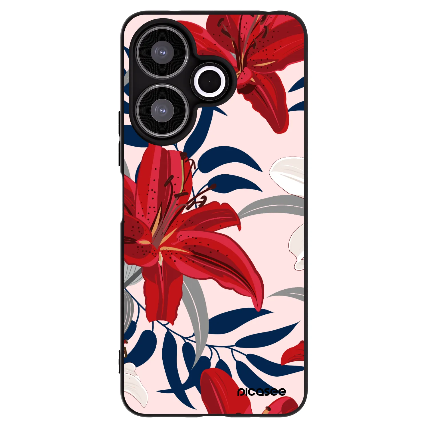 Silikónový čierny obal pre Xiaomi Redmi 13 4G - Red Lily