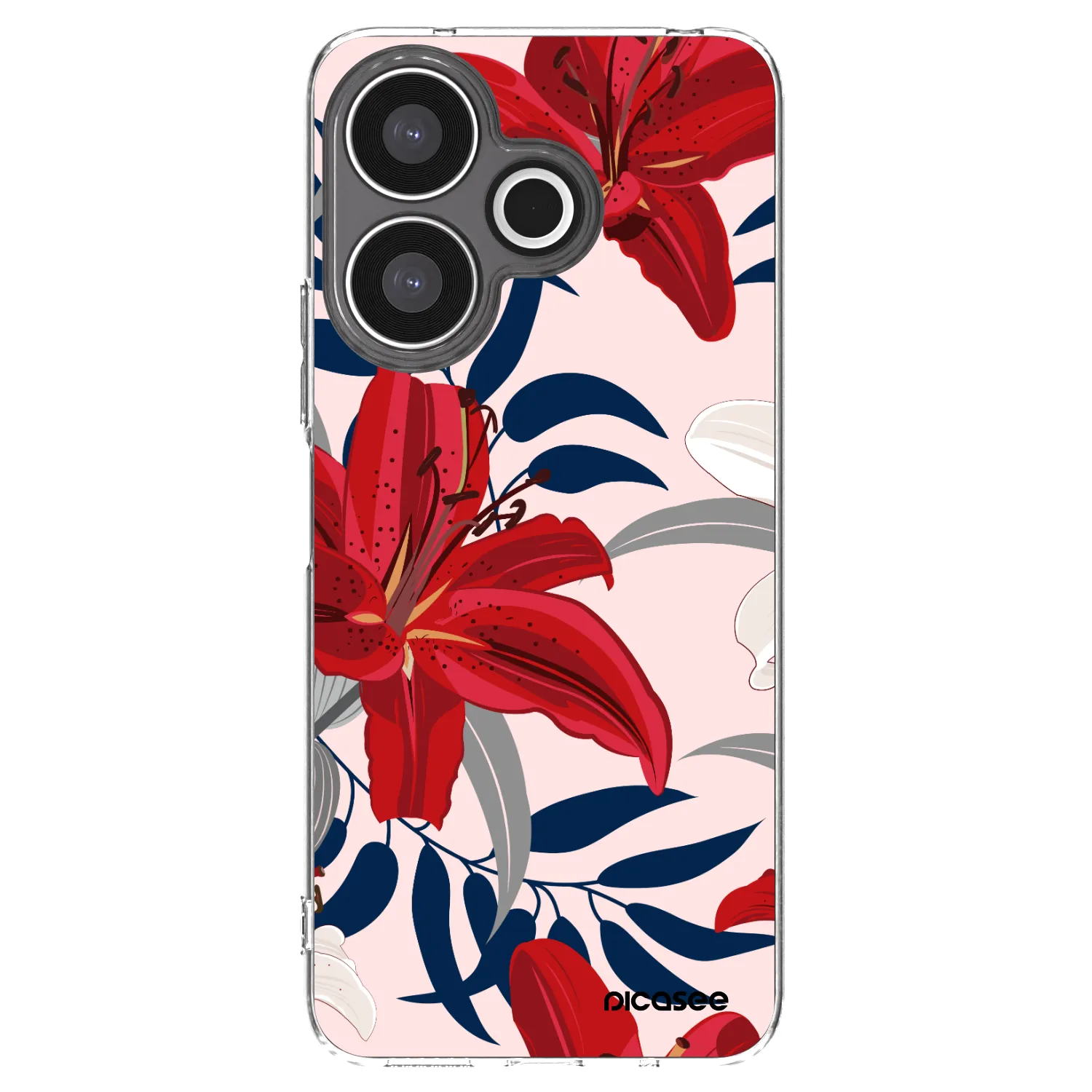 Silikónový prehľadný obal pre Xiaomi Redmi 13 4G - Red Lily