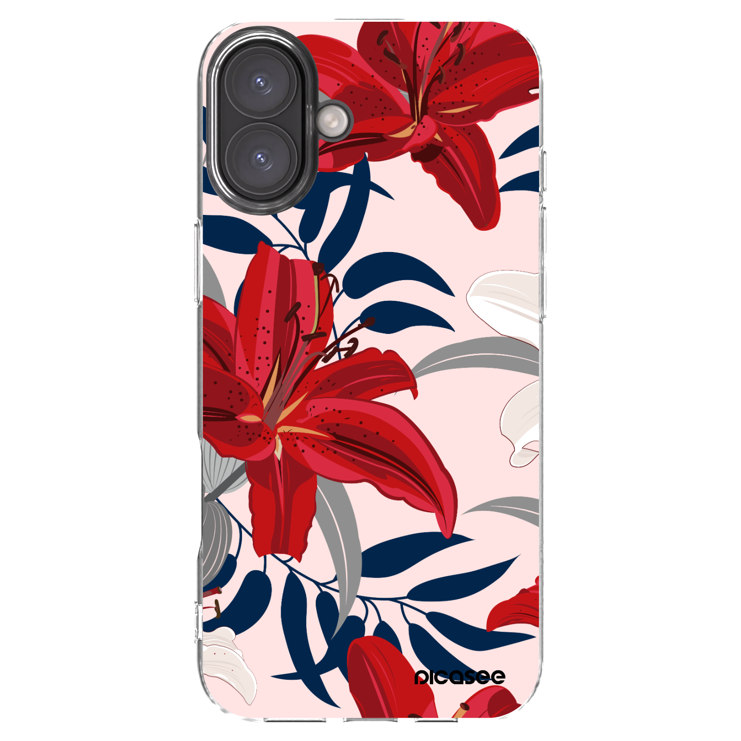 Picasee silikónový prehľadný obal pre Apple iPhone 16 Plus - Red Lily