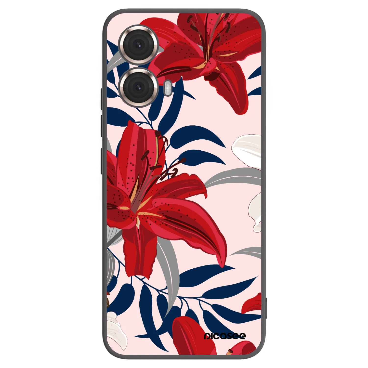 Silikónový čierny obal pre Motorola Moto G85 - Red Lily