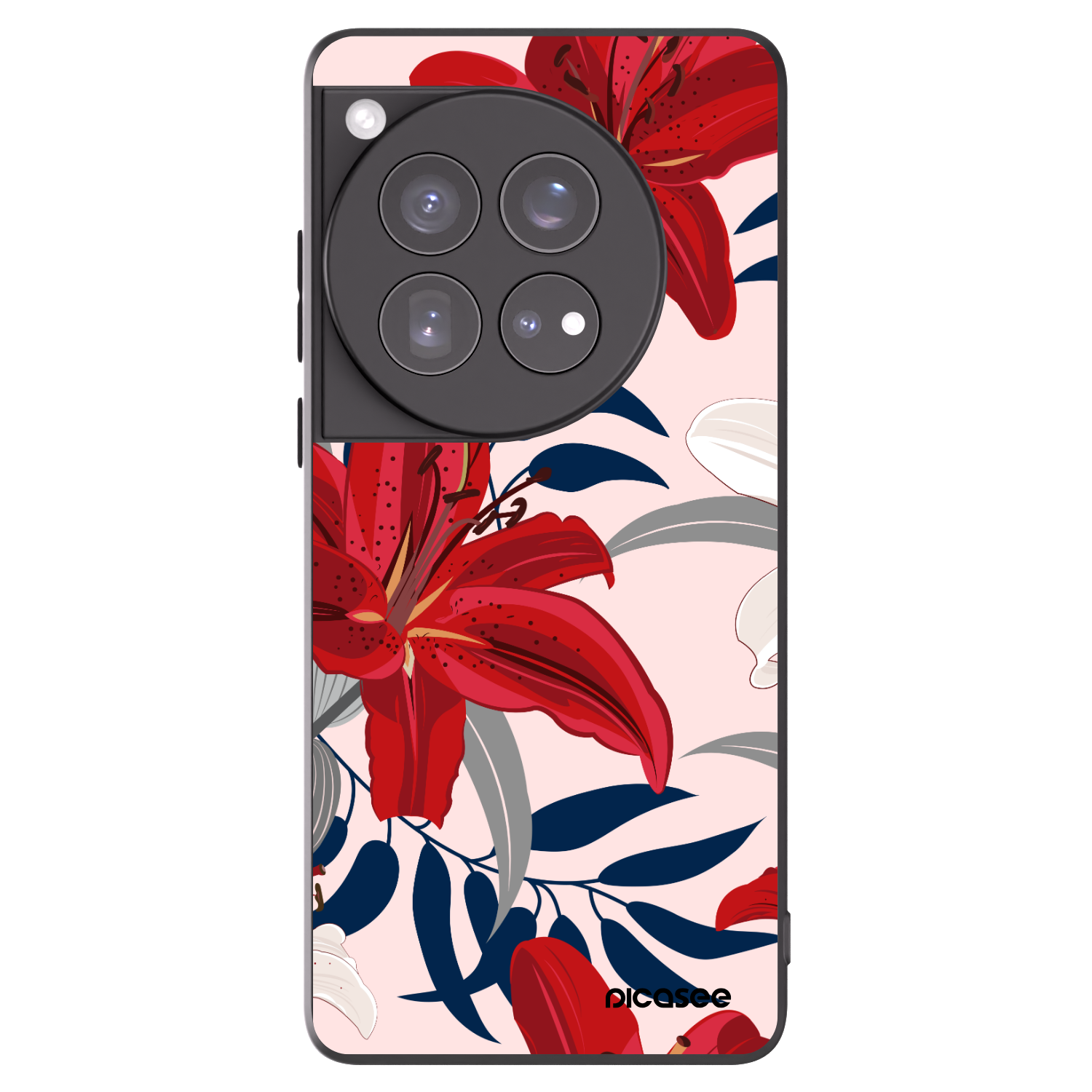 Silikónový čierny obal pre OnePlus 12 5G - Red Lily
