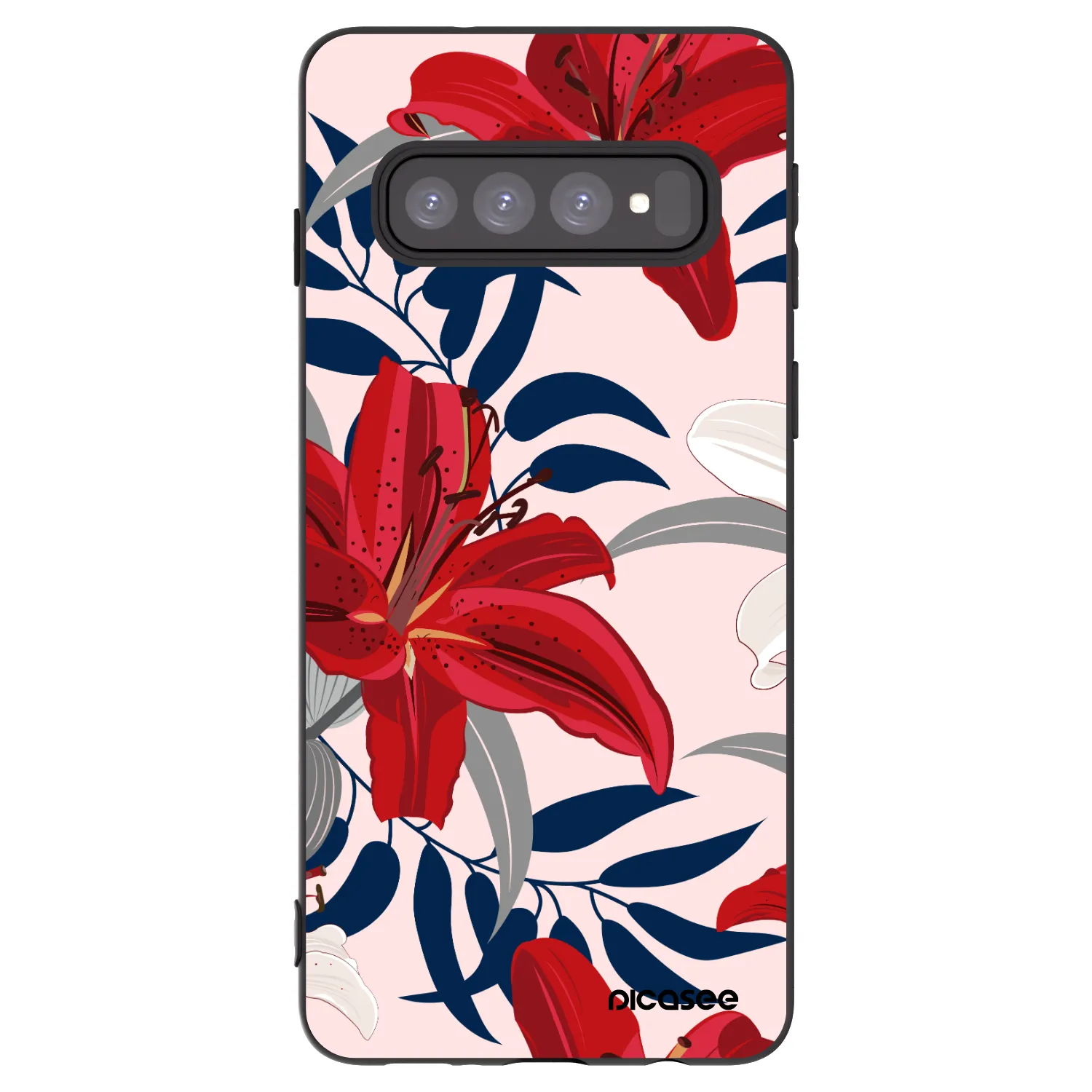 Picasee silikónový čierny obal pre Samsung Galaxy S10 G973 - Red Lily