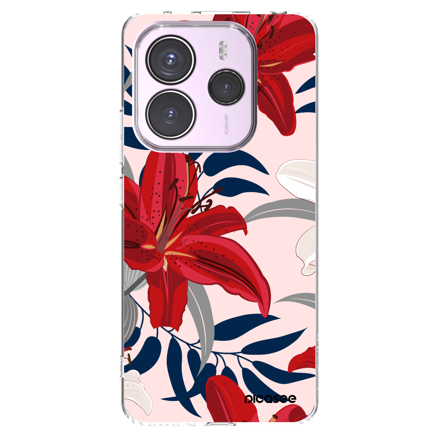 Silikónový prehľadný obal pre Xiaomi Redmi Note 14 5G - Red Lily