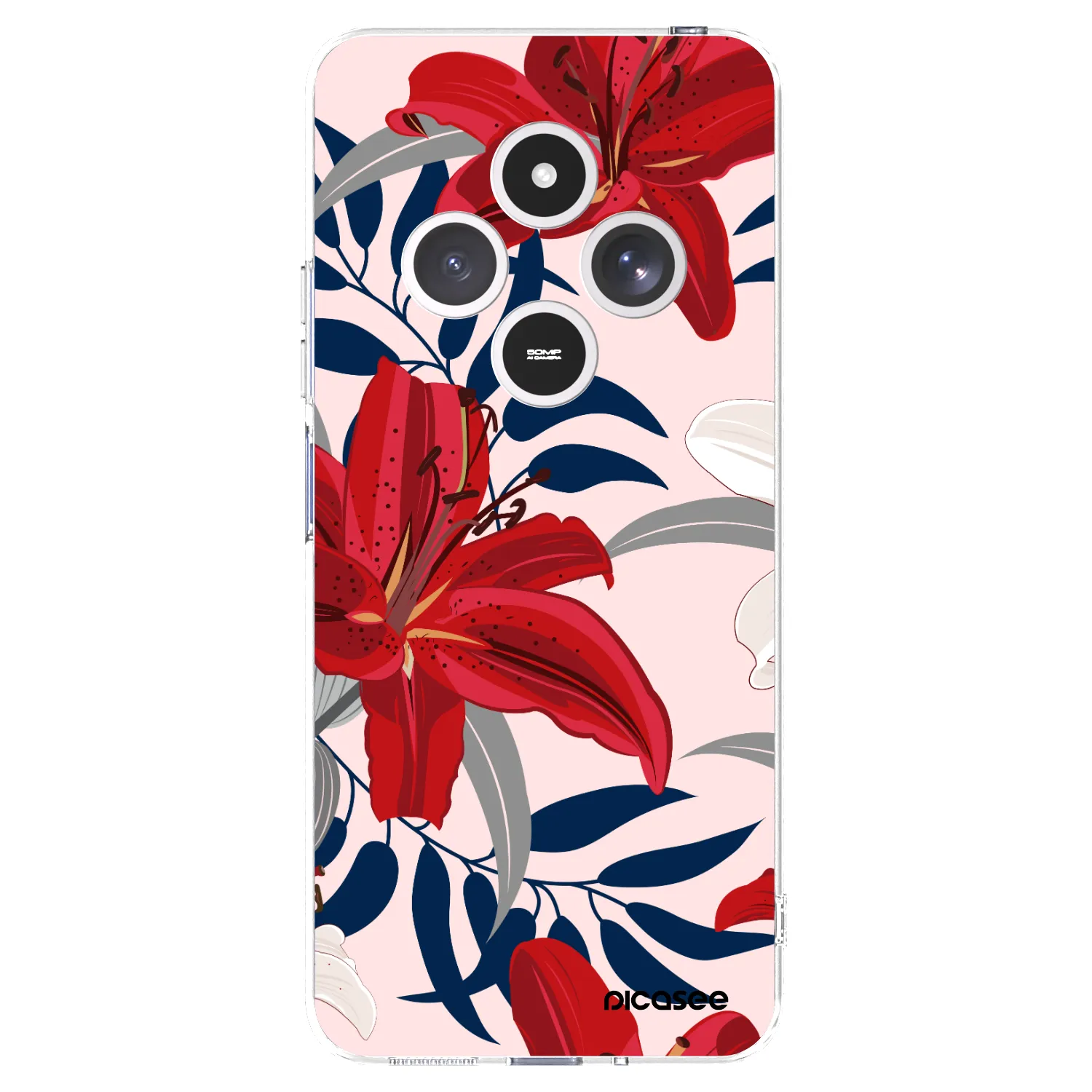 Picasee silikónový prehľadný obal pre Xiaomi Redmi 14C - Red Lily