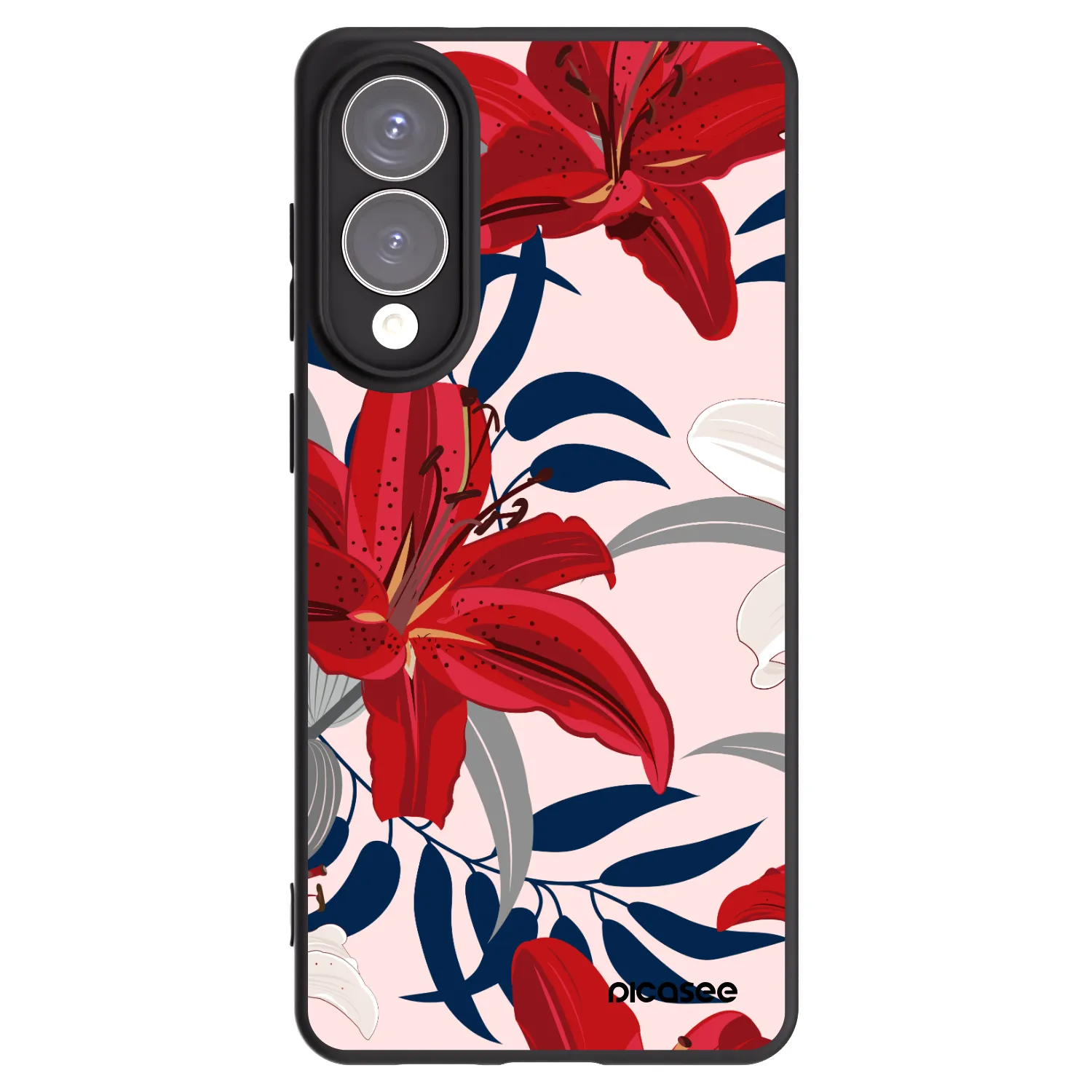 Silikónový čierny obal pre Samsung Galaxy S25 Edge 5G - Red Lily