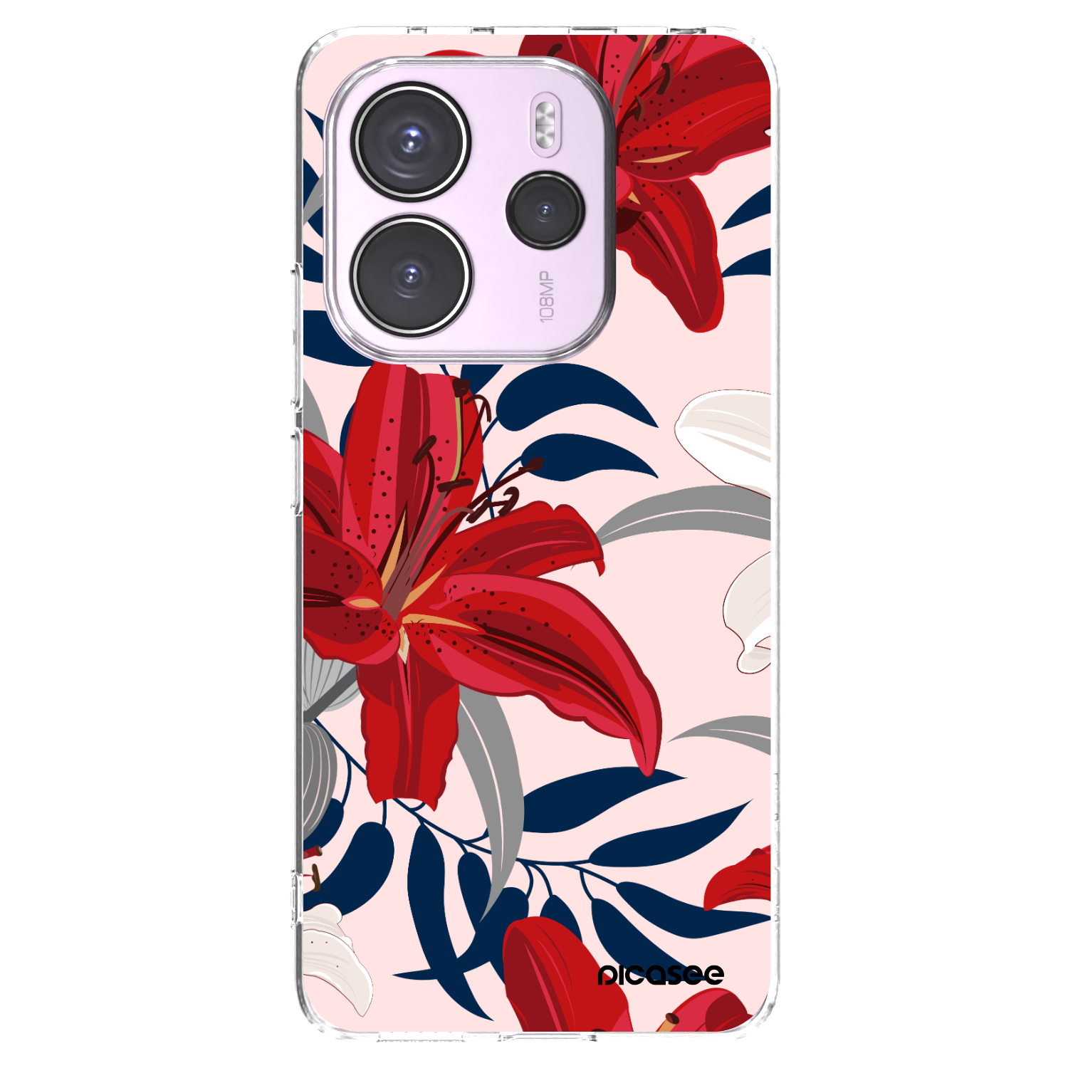 Picasee silikónový prehľadný obal pre Xiaomi Redmi Note 14 4G - Red Lily
